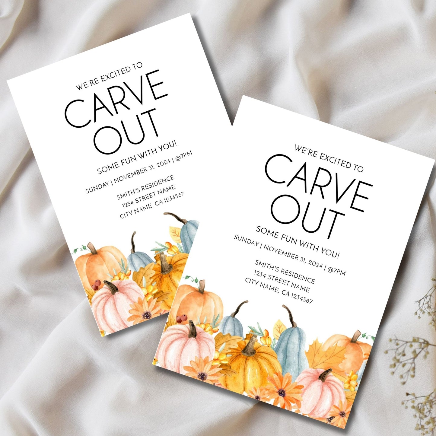 Spooky Pumpkin Carving Party Invitation Template | Fun, Festive & Customizable Designs for Your Halloween Celebration | Digital Download