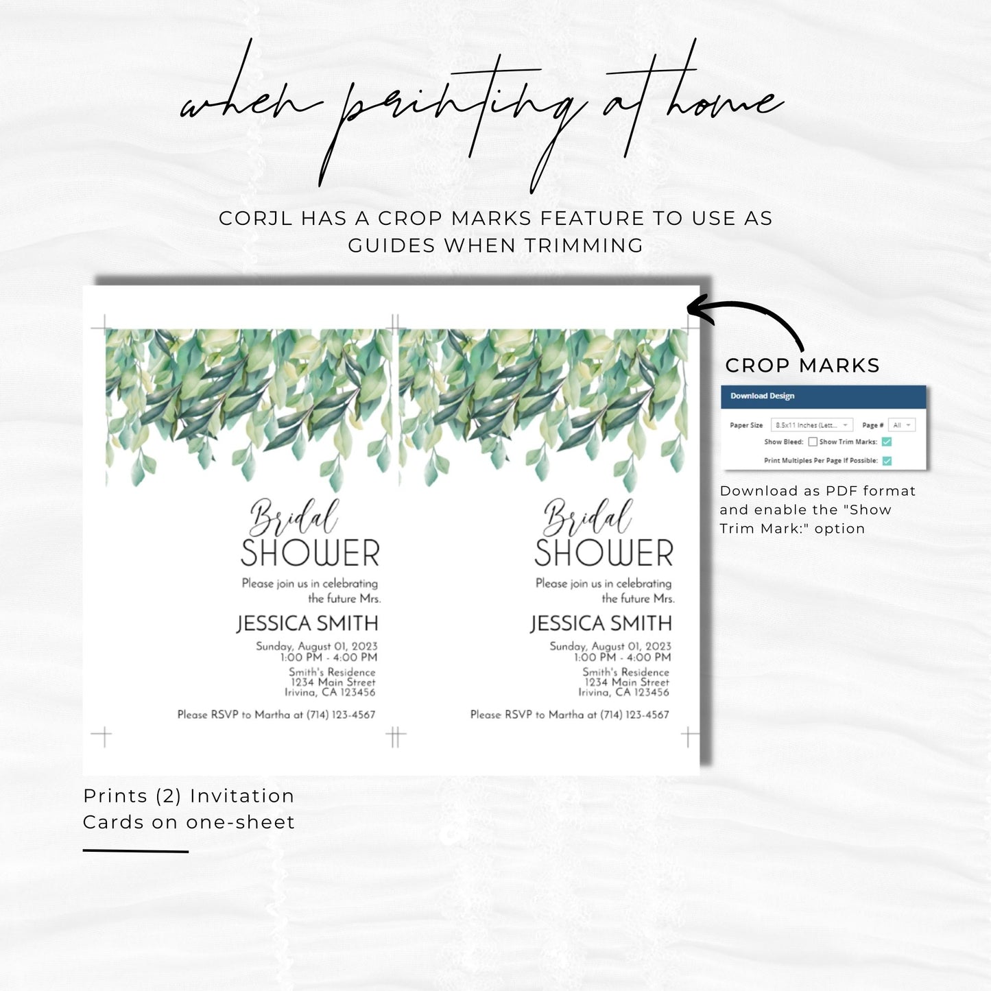 Bridal Shower Invitation Template Greenery