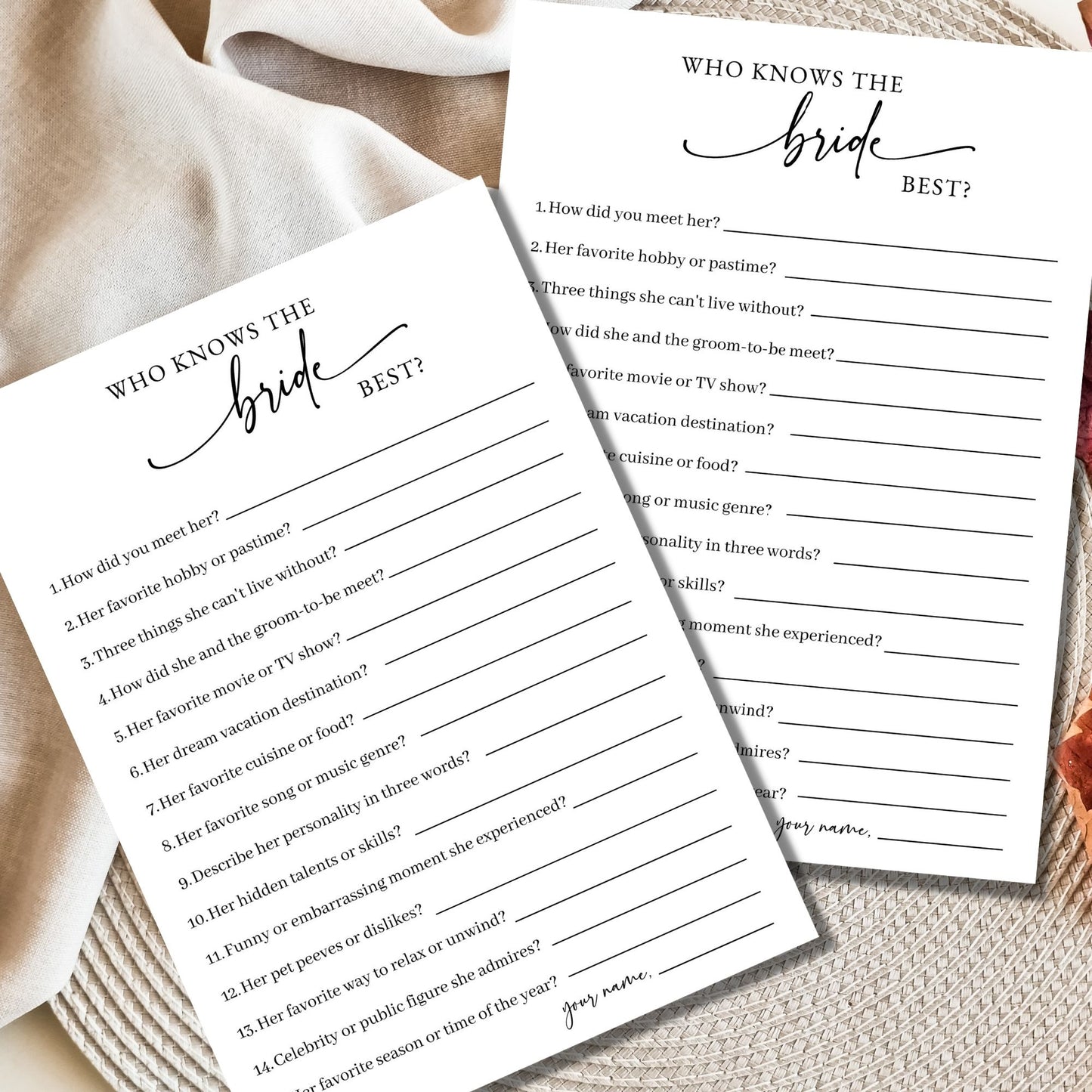 Who Knows the Bride Best Bridal Shower Game