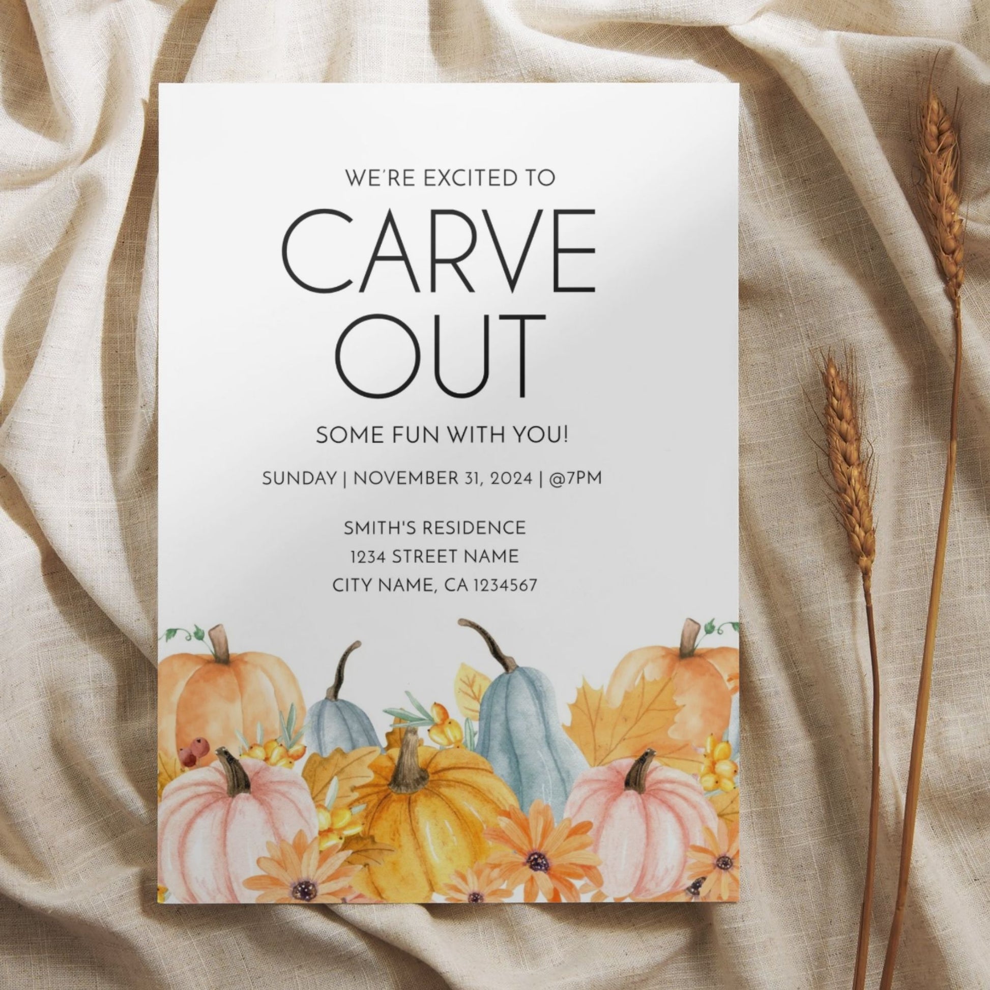 Spooky Pumpkin Carving Party Invitation Template | Fun, Festive & Customizable Designs for Your Halloween Celebration | Digital Download