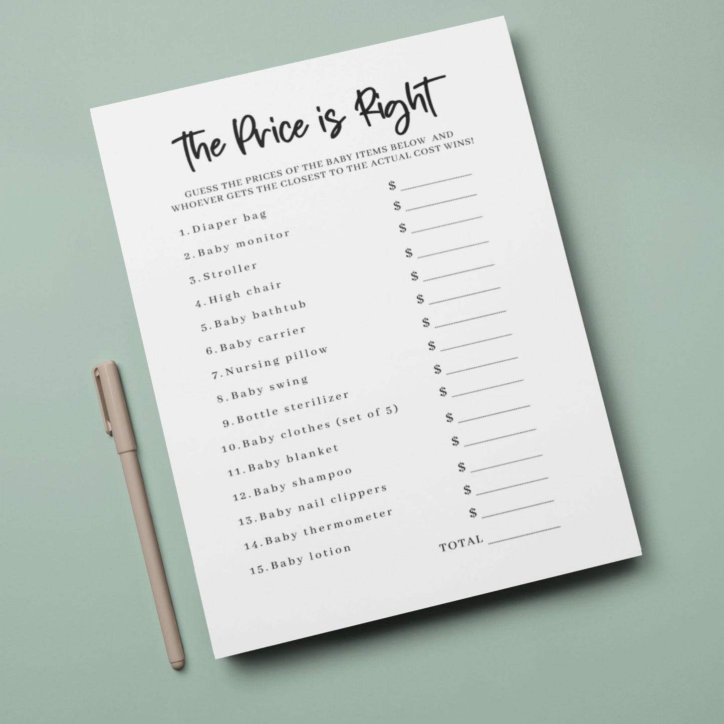 The Price is Right Baby Shower Game