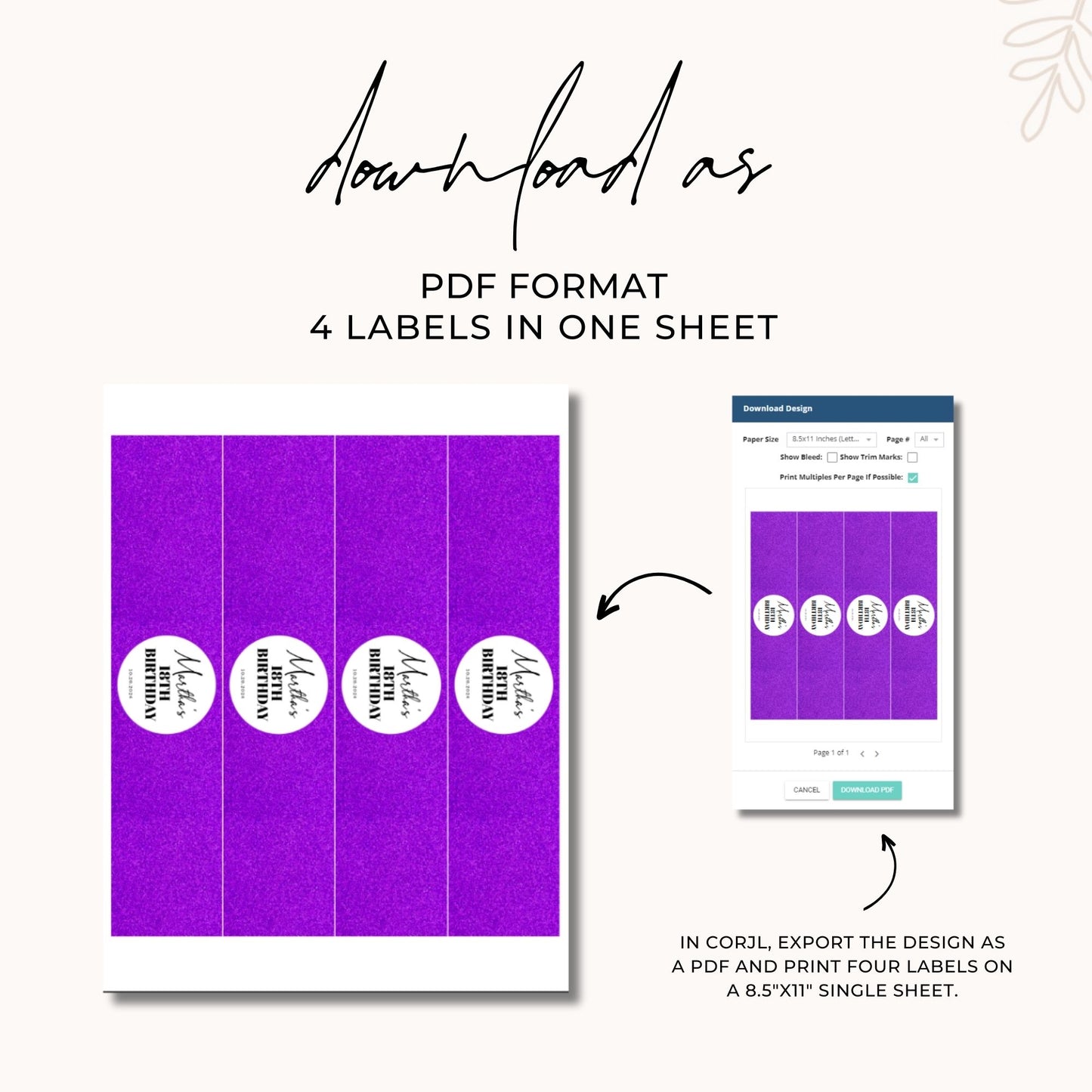 18th Birthday Water Bottle Label Template