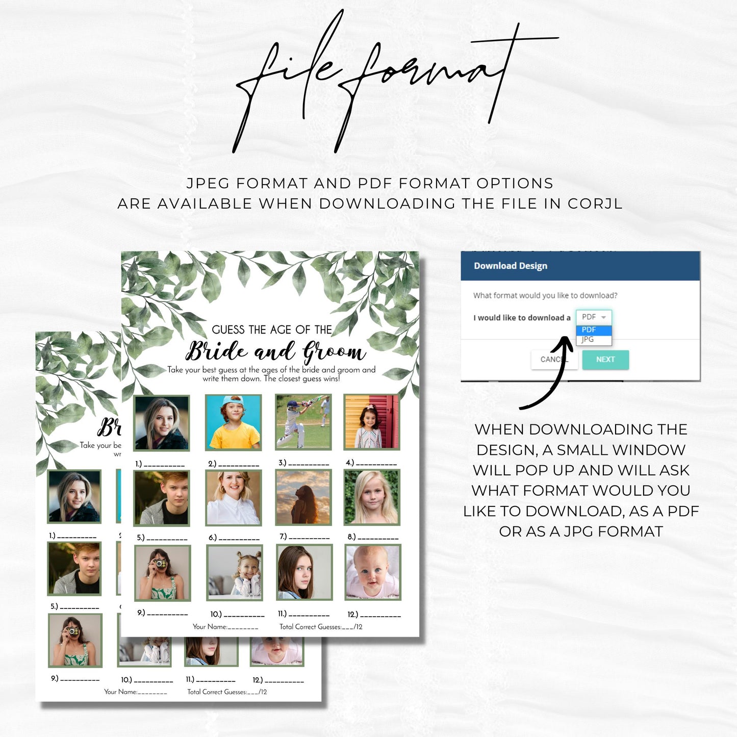 Guess the Age of the Bride and Groom Wedding Game Template