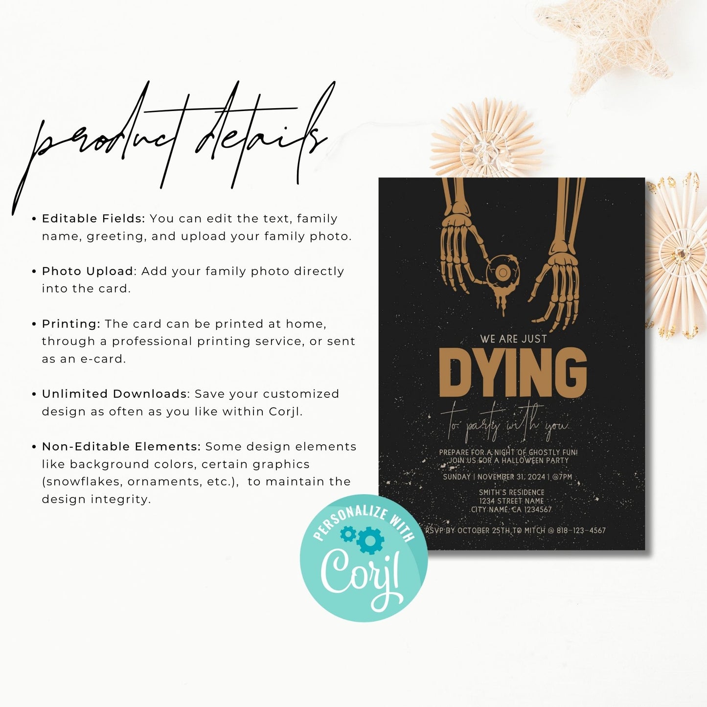 Skeleton Themed Halloween Party Invitation