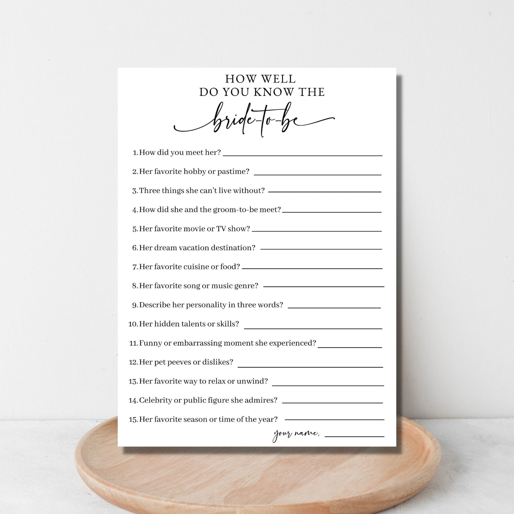 How Well Do You Know the Bride-to-Be Printable Game