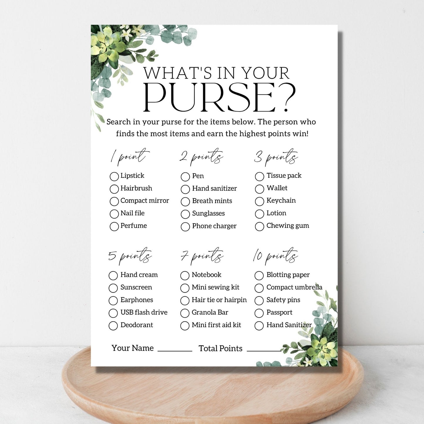 What's In Your Purse Bridal Shower Game Printable