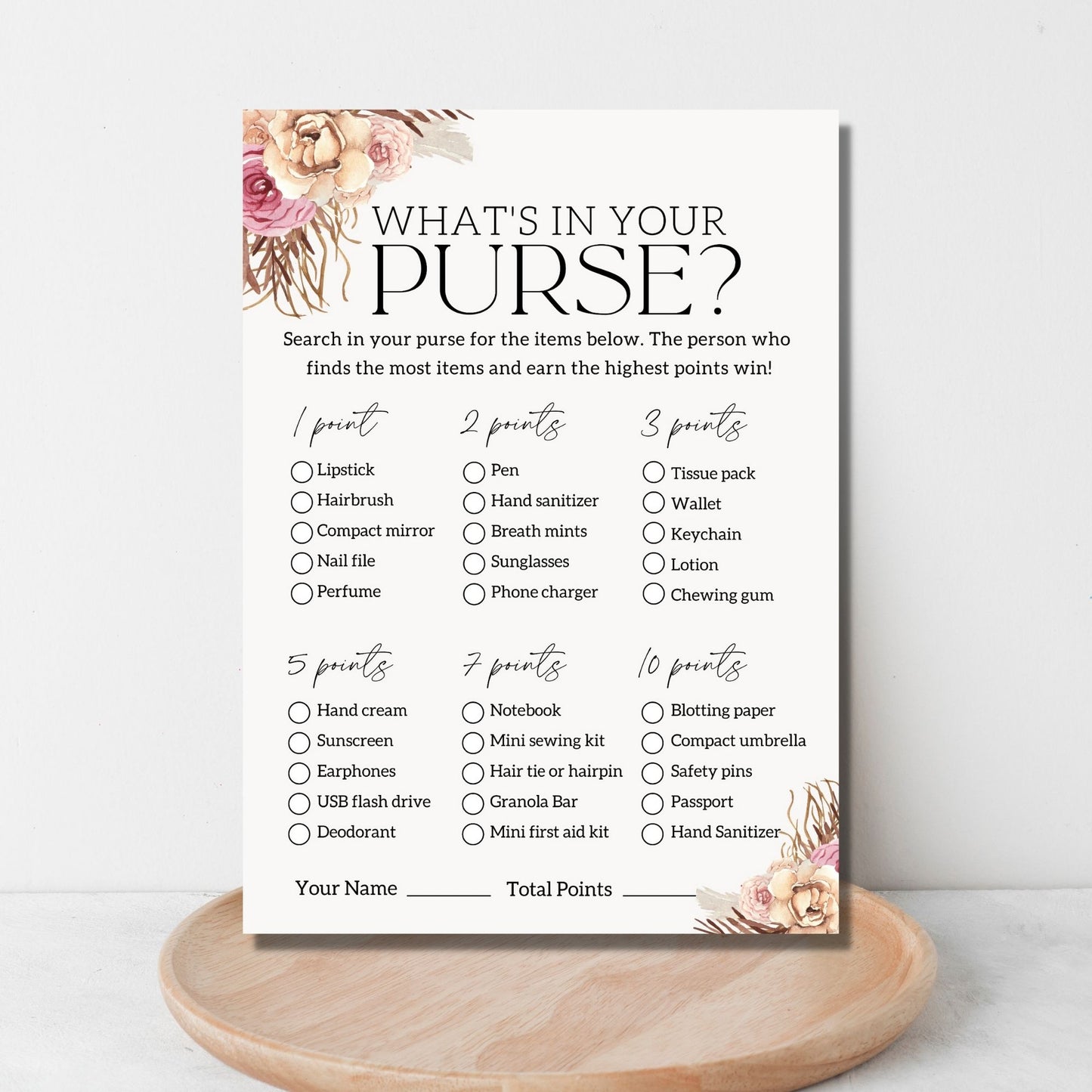 What's In Your Purse Bridal Shower Game Printable