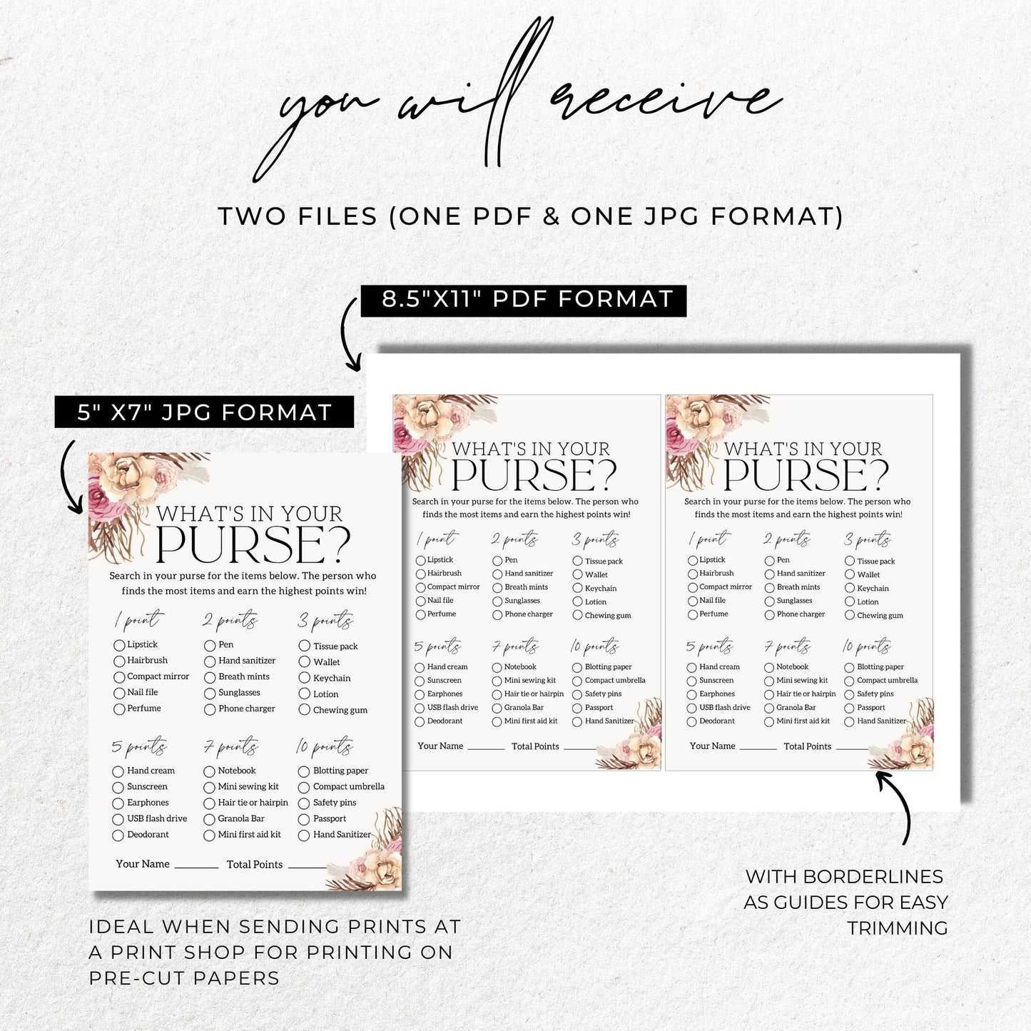 What's In Your Purse Bridal Shower Game Printable