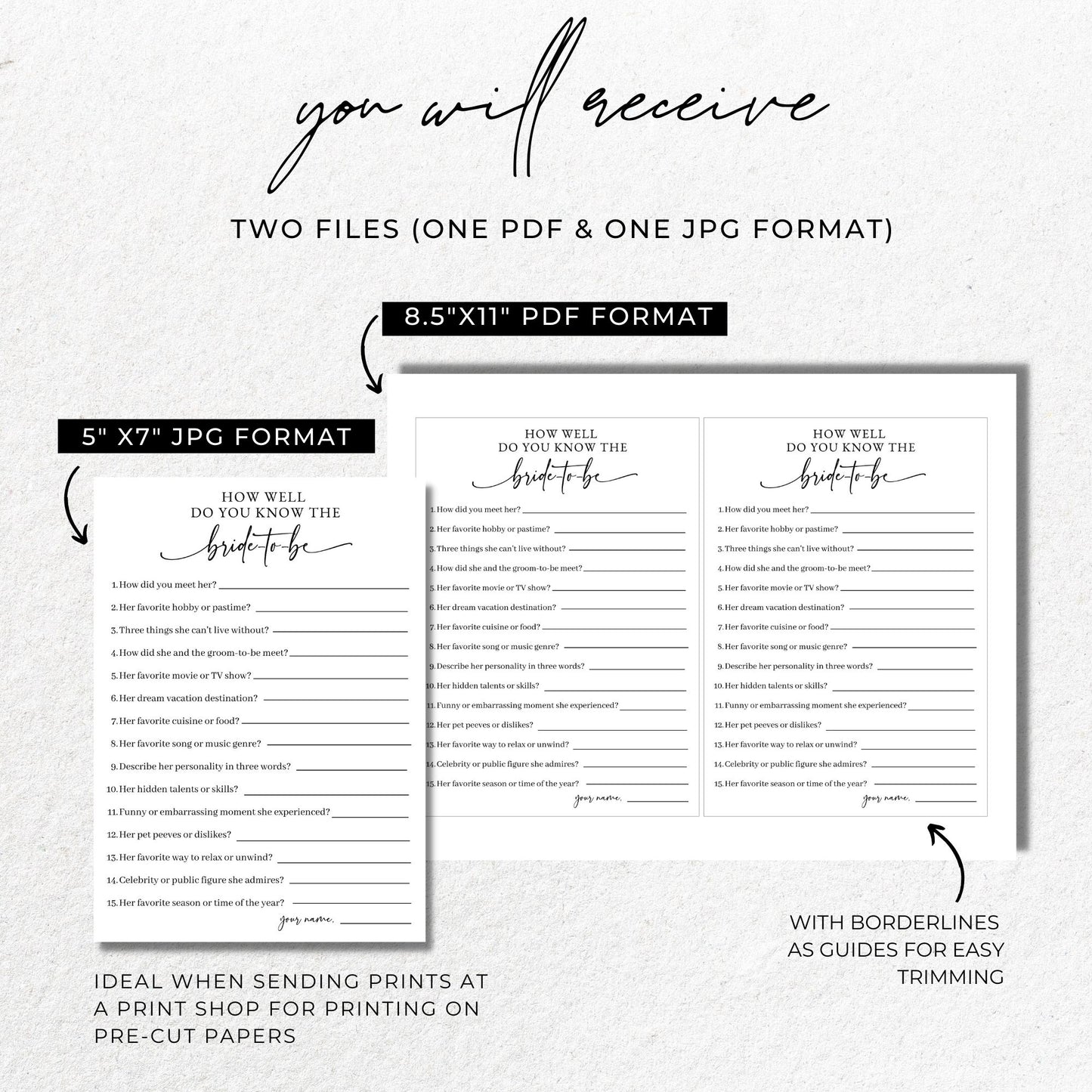 How Well Do You Know the Bride-to-Be Printable Game