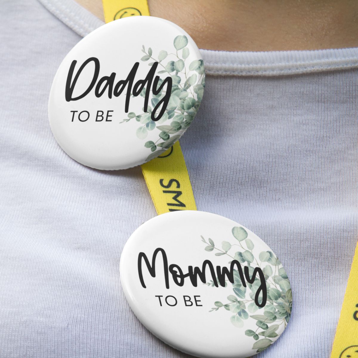 Baby Shower Pinback Buttons Greenery