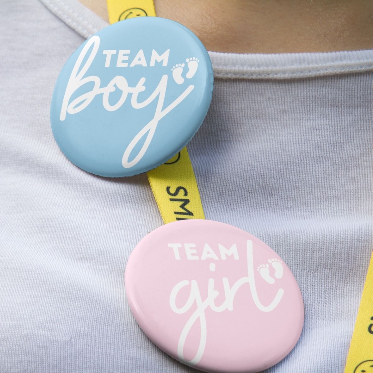 Team Boy & Team Girl Set Baby Shower Pin Back Buttons Set 2.25"