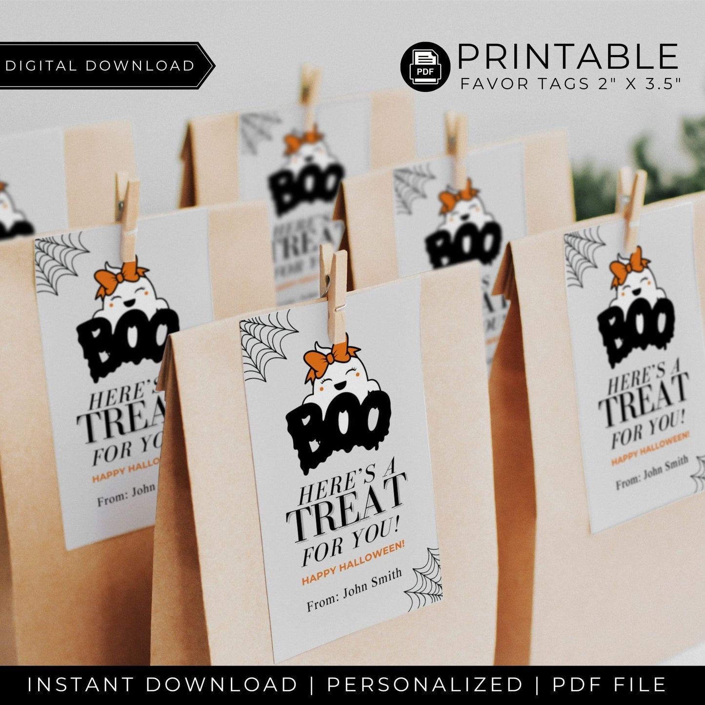 Boo Here's a Treat for You Halloween Favor Tag 2x3.5