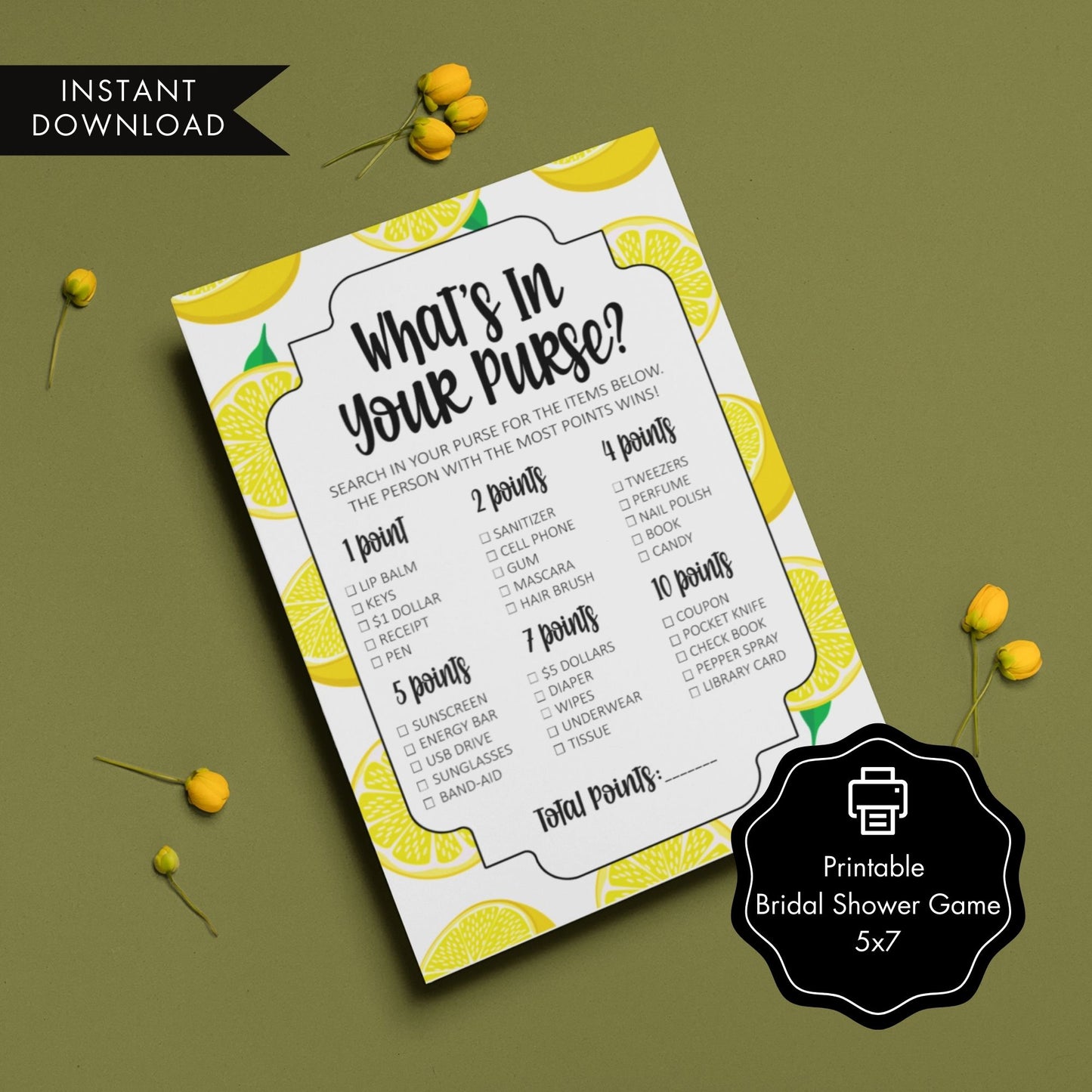 What's In Your Purse Bridal Shower Game Printable