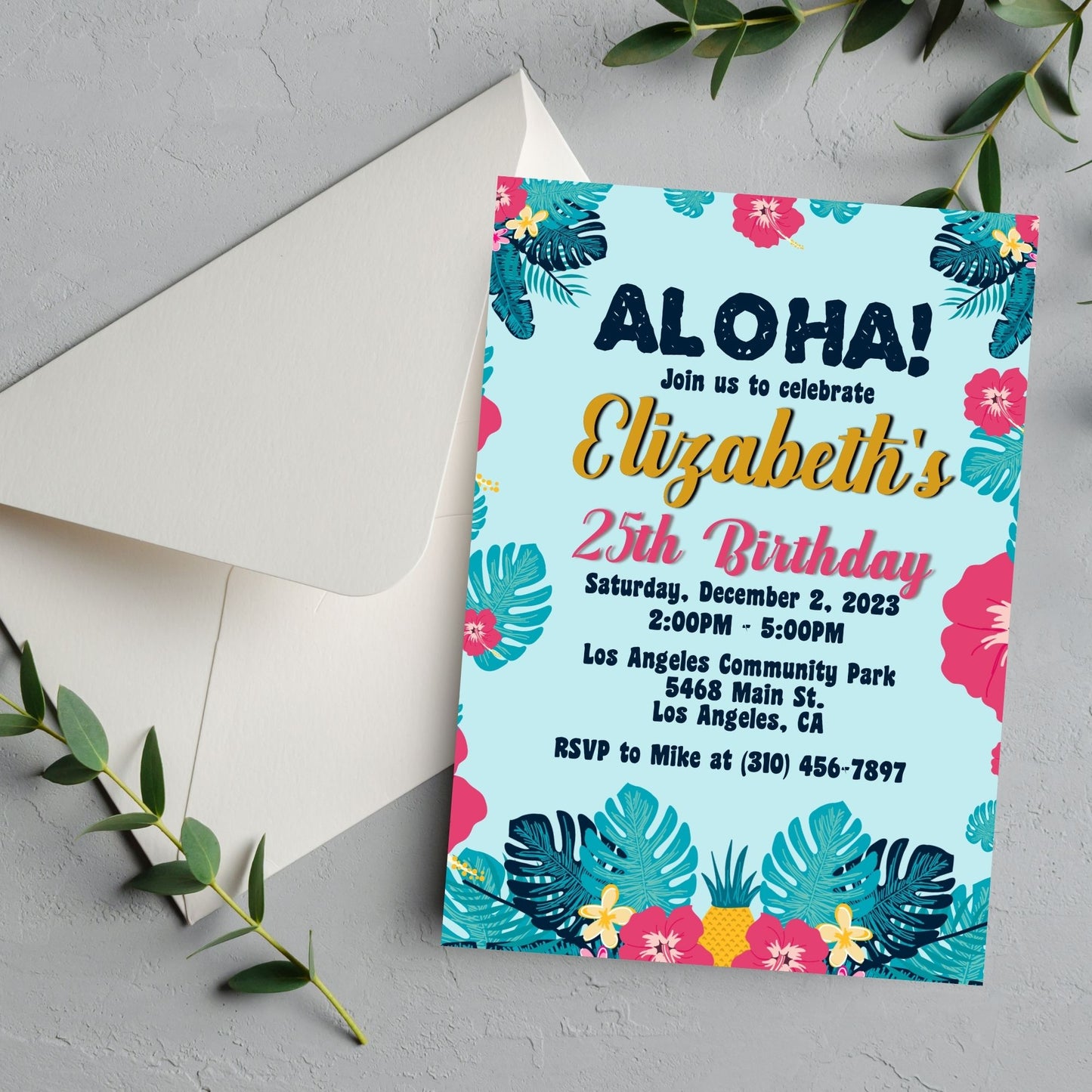 Birthday Invitation Template - Polynesian Floral Theme