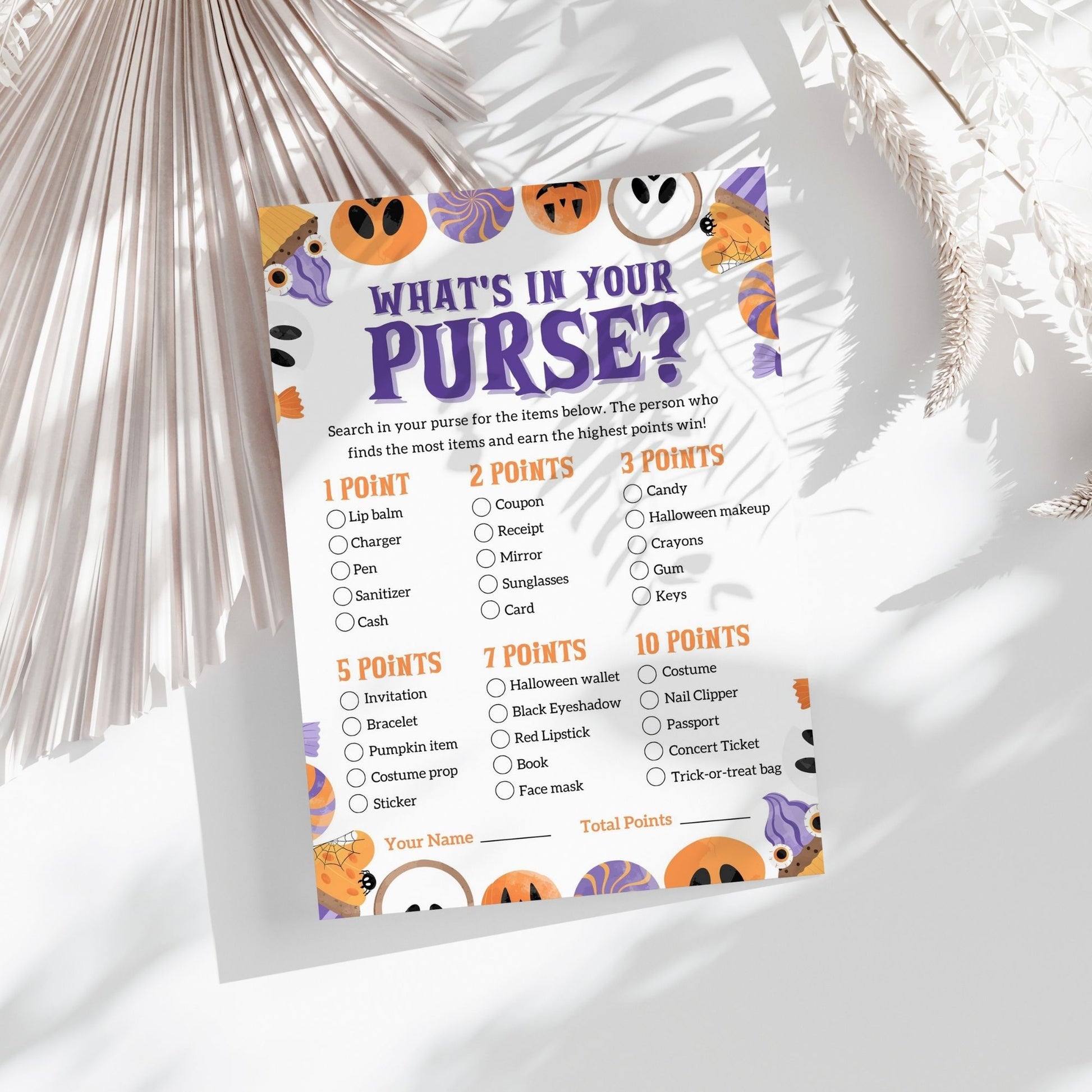 What's In Your Purse Halloween Game β Fun and Spooky Printable Activity for Halloween Parties