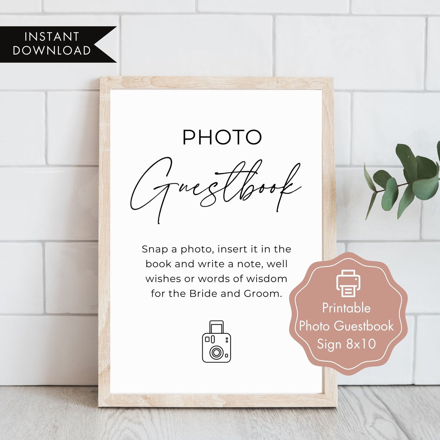 Minimalist Photo Guestbook Printable Sign 8x10