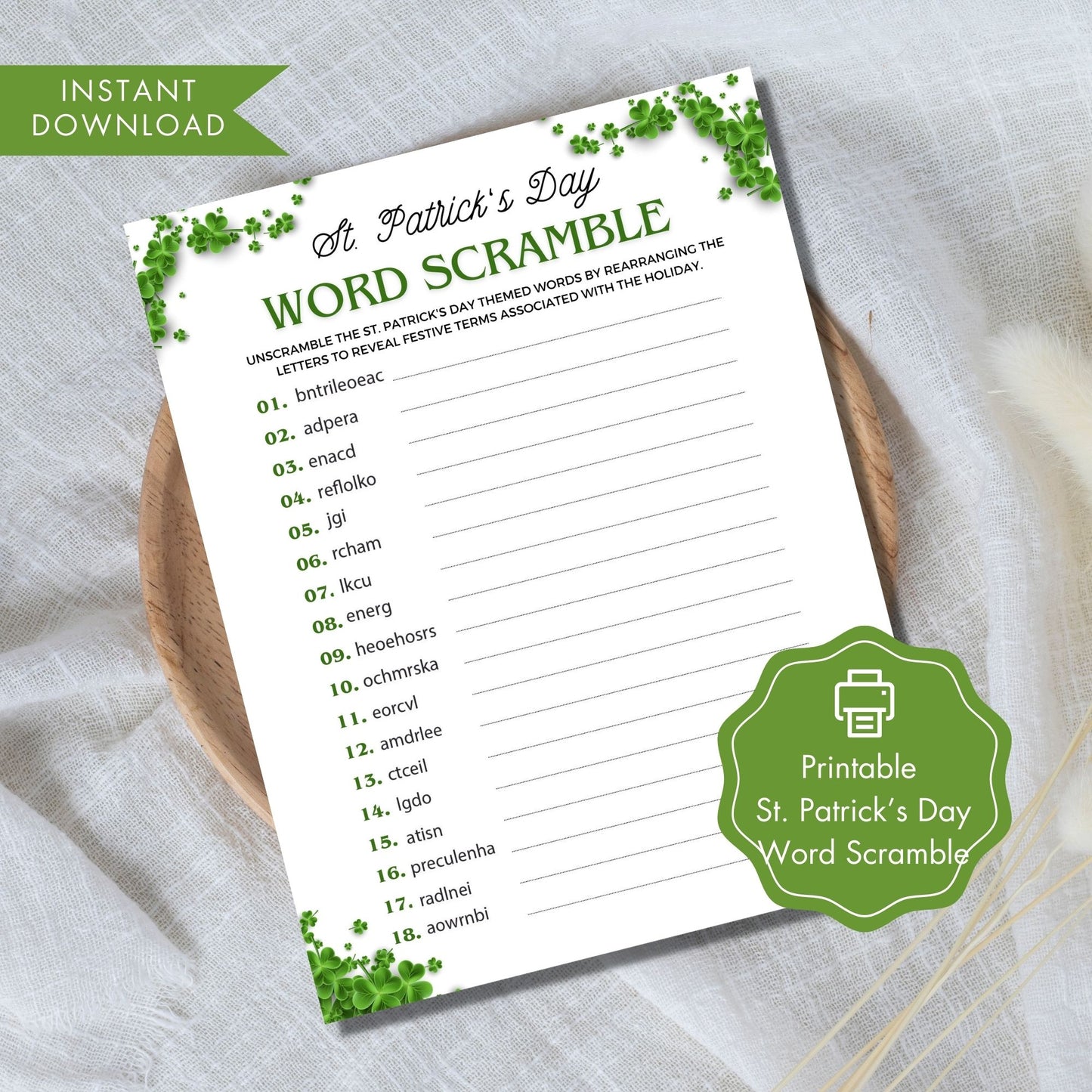 St. Patrick's Day Word Scramble Game