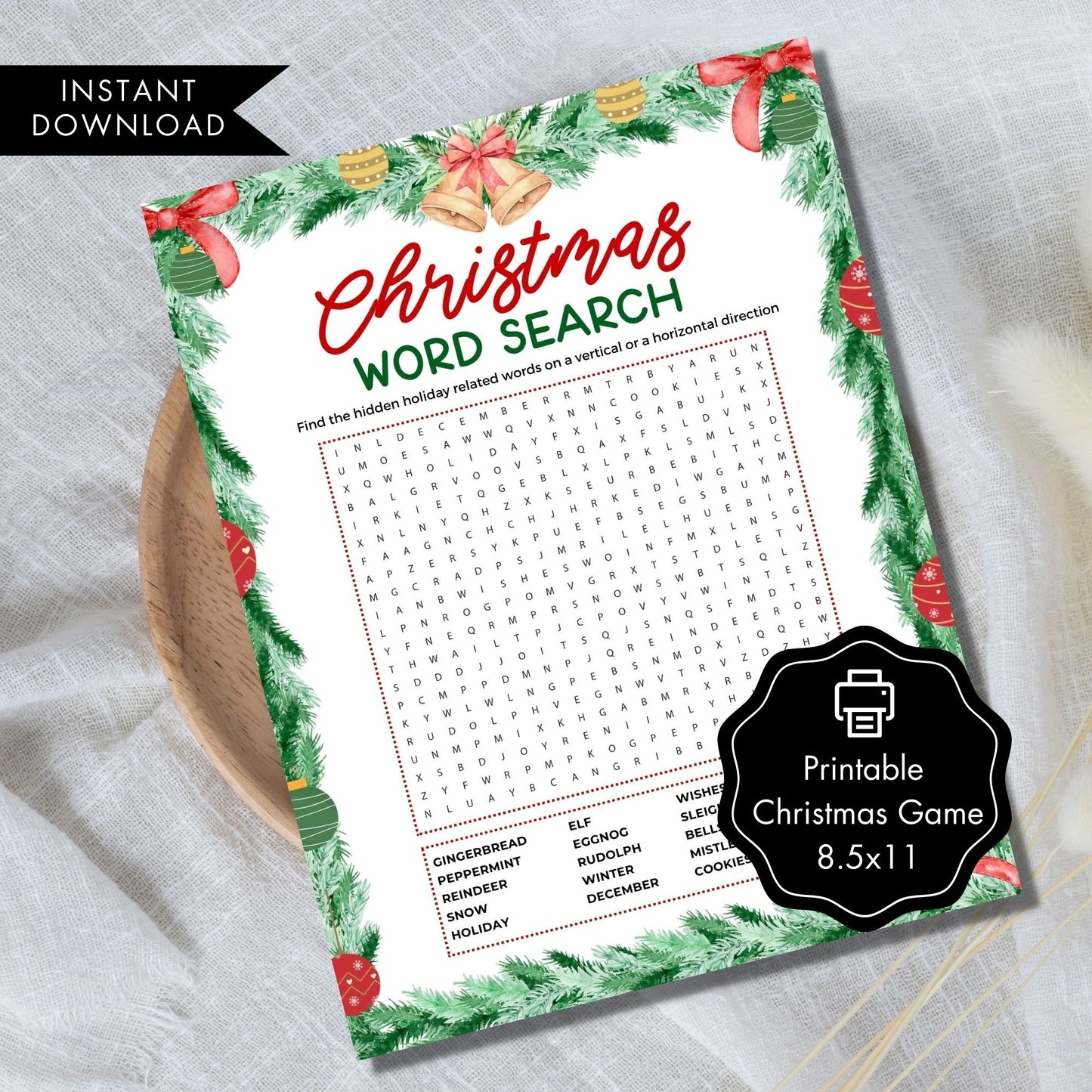 Christmas Word Search Printable 8.5x11