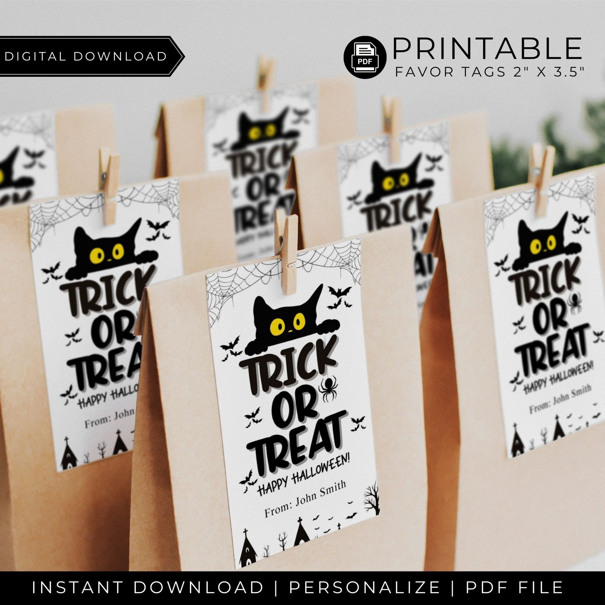 Trick or Treat Happy Halloween Favor Tags