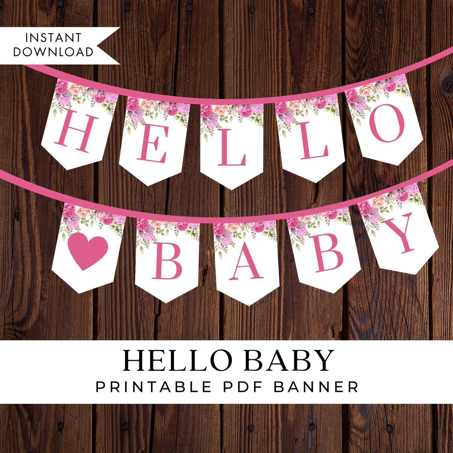 Hello Baby Printable Baby Shower Banner PDF
