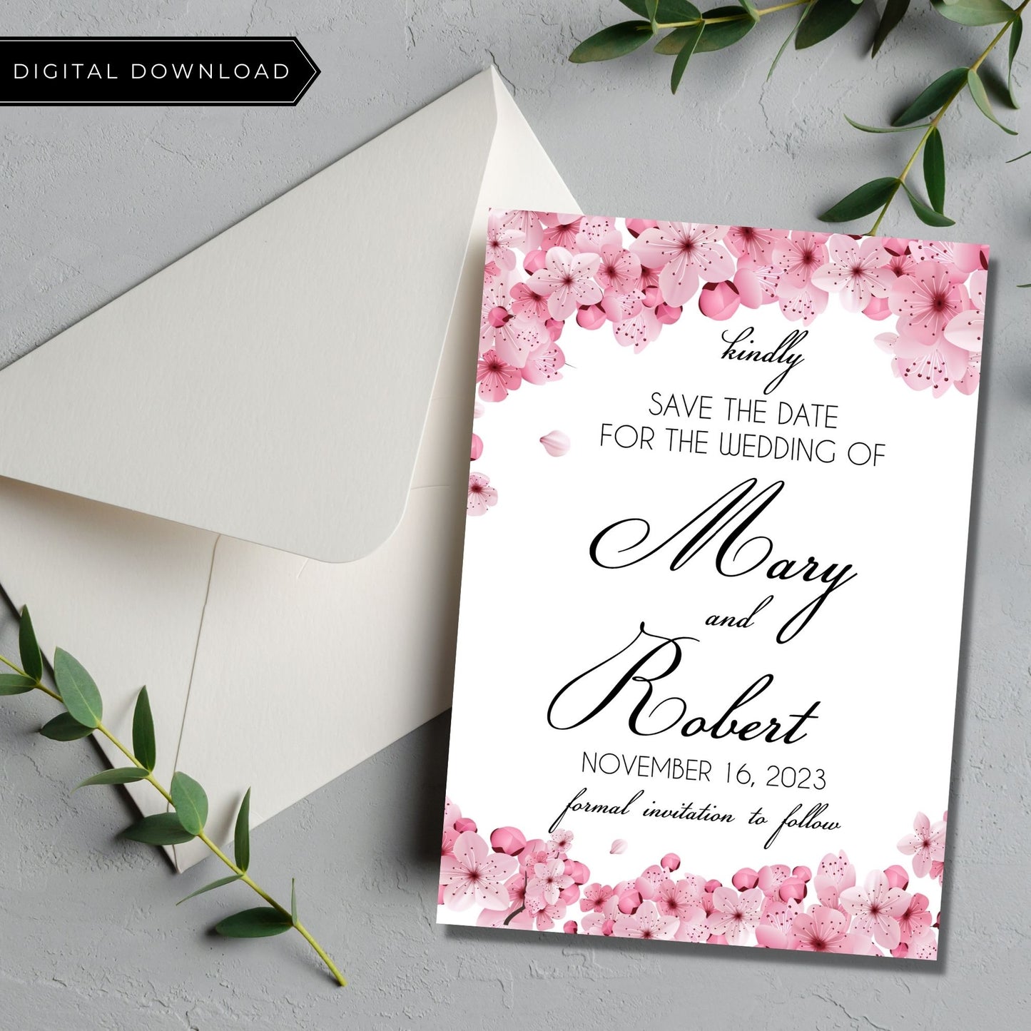 Cherry Blossom Save the Date Invitation Template