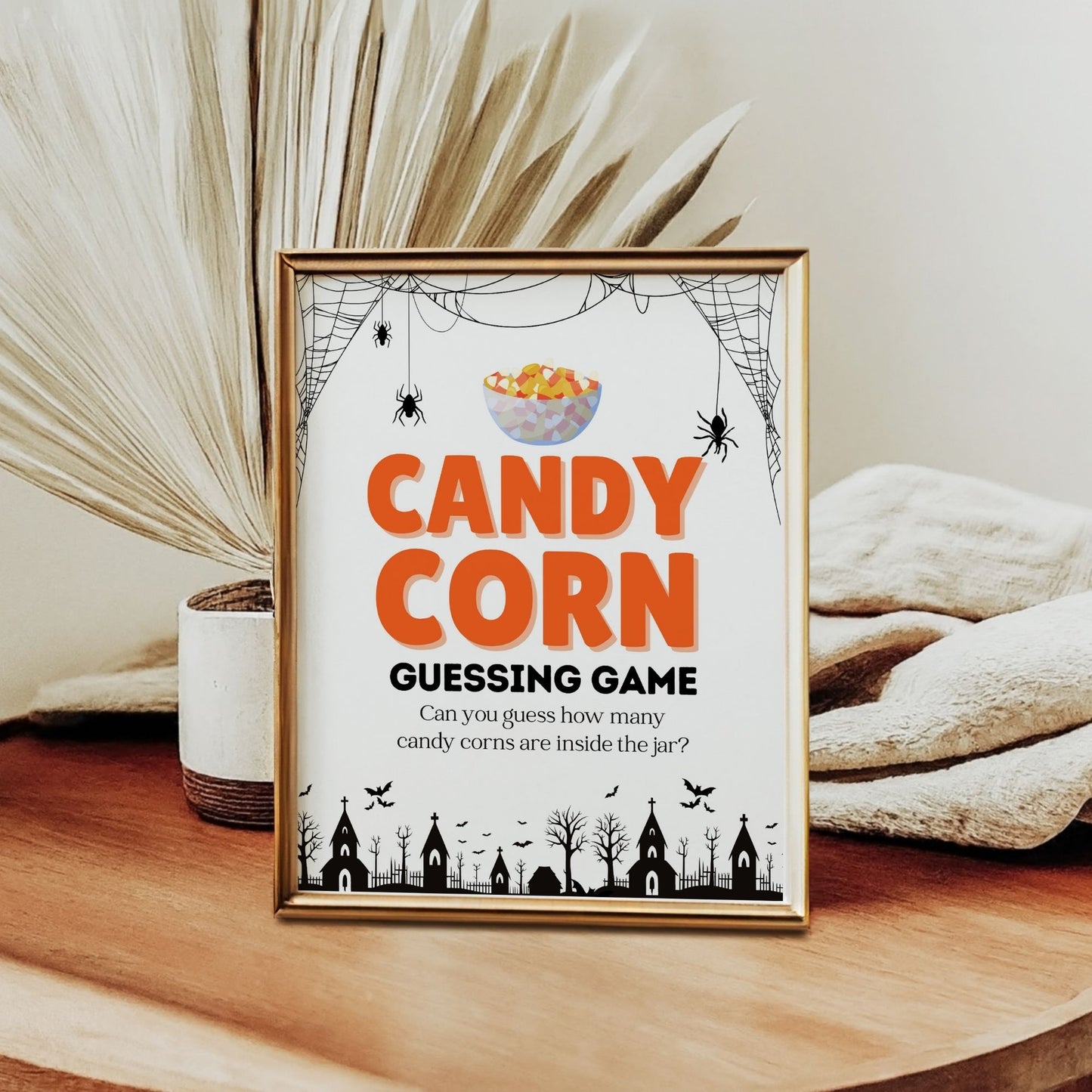 Candy Corn Guessing Game Sign β Halloween Party Game Printable β Fun & Spooky Guess How Many Candy Corns in Jar β Instant Download