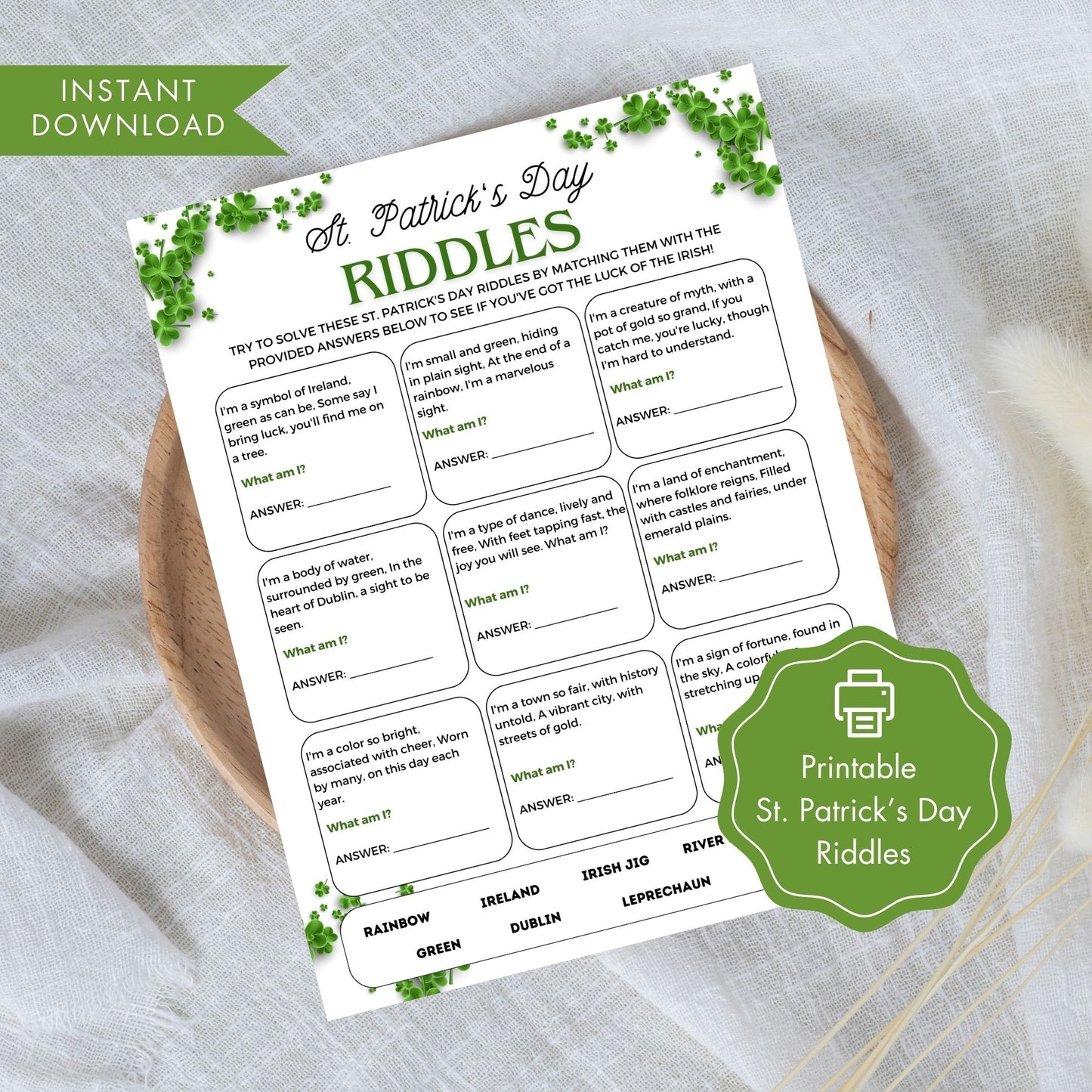 St. Patrick's Day Riddles GameSt. Patrick's Day Riddles GameSt. Patrick's Day Riddles GameSt. Patrick's Day Riddles Game