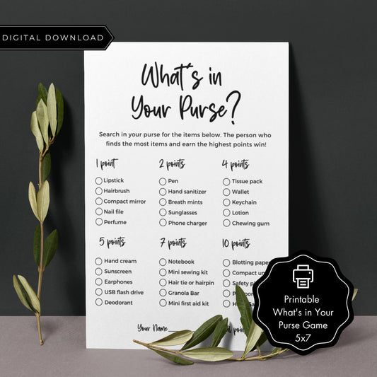 What's In Your Purse Baby Shower Game - Minimalist