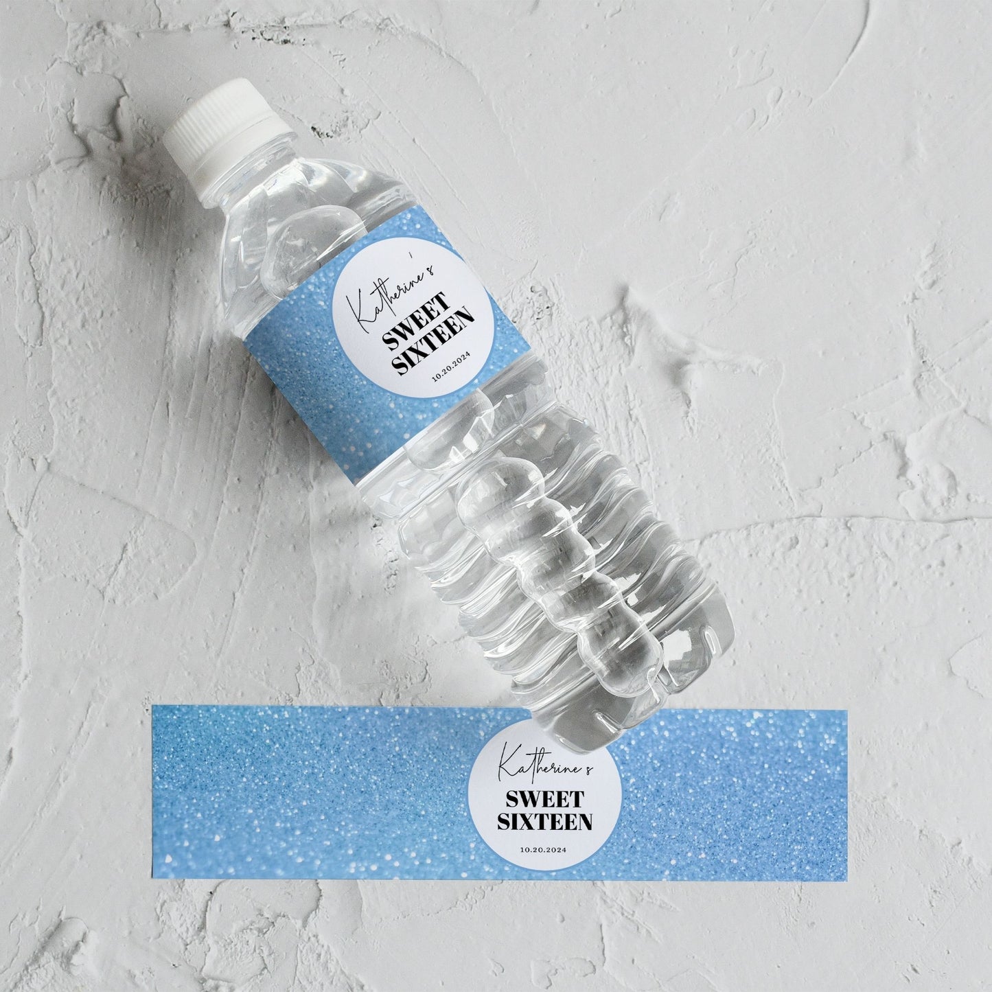 Personalized Birthday Water Bottle Labels | Custom Glitter Design | Any Age Birthday Party Favor Printable | Editable & Instant Download