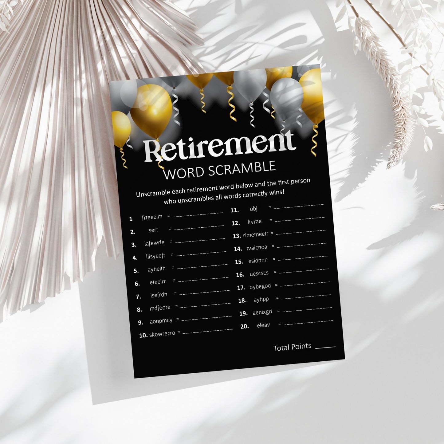 Retirement Word Scramble Game | Fun Printable Retirement Party Activity | Instant Download 5x7