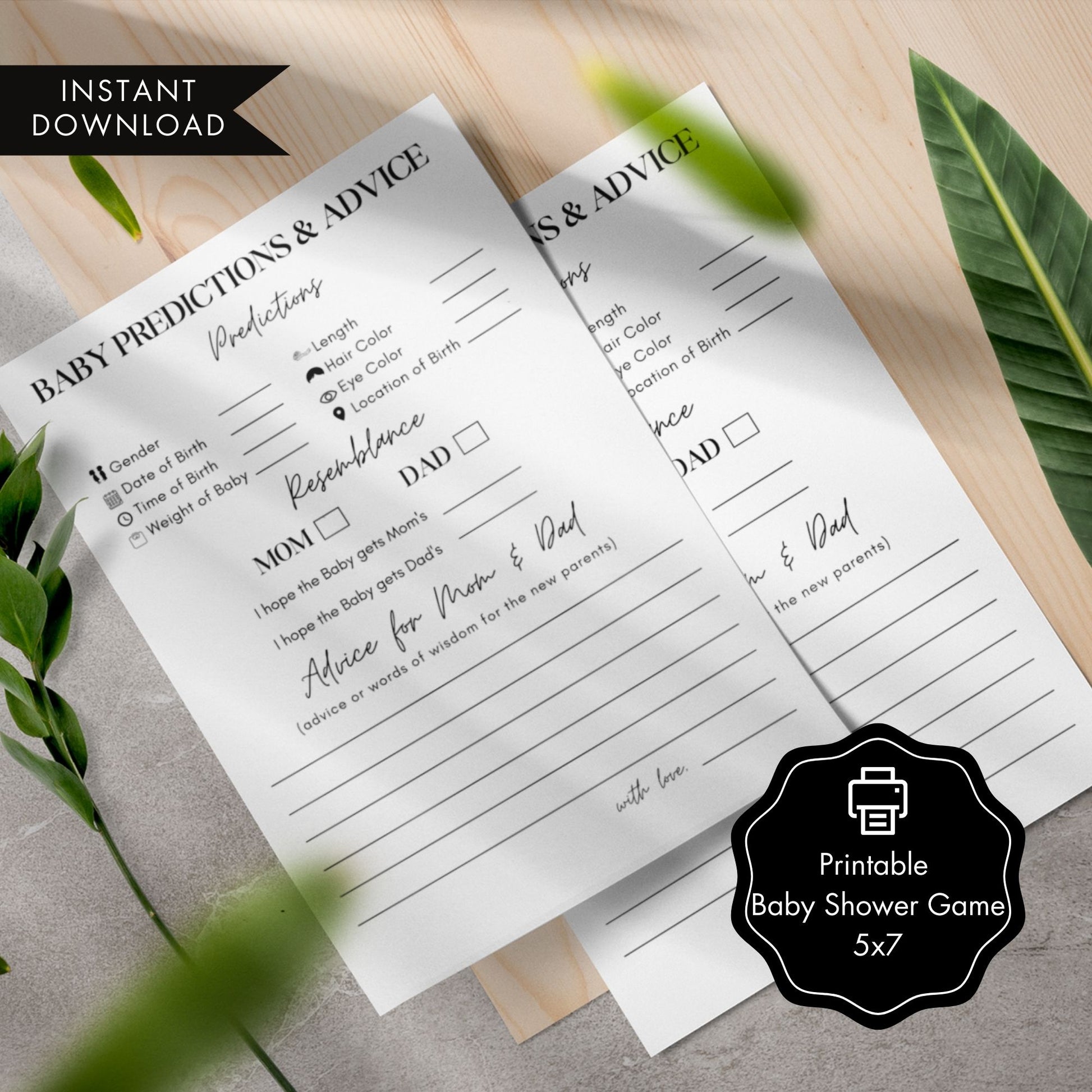 Baby Predictions and Advice Cards Printable
