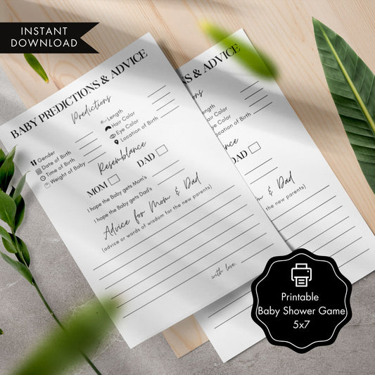 Baby Predictions and Advice Cards Printable