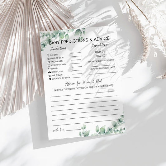 Baby Predictions and Advice Cards | Printable Baby Shower Activity | Baby Shower Keepsake | Instant Digital Download