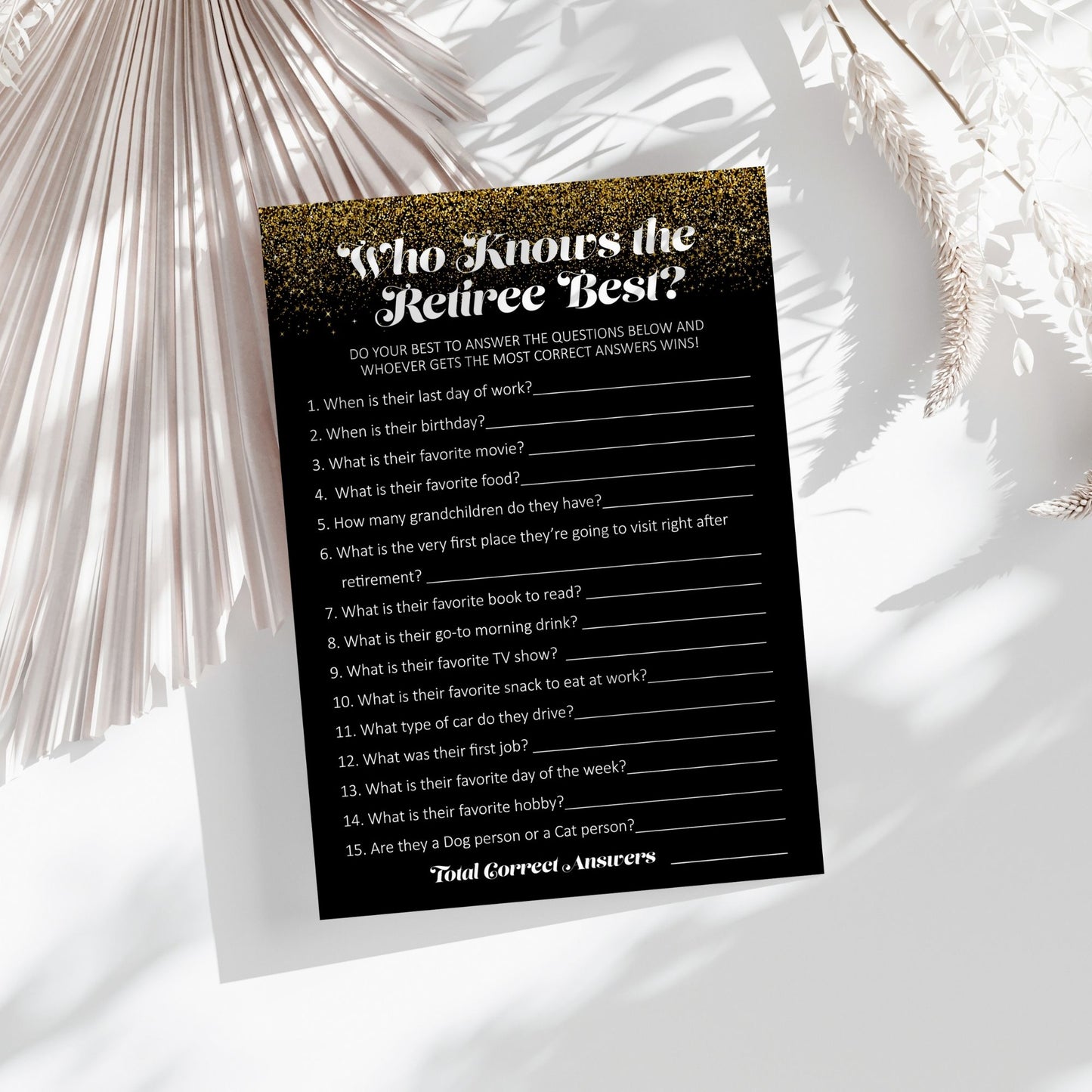 Retirement Trivia Game, Who Knows the Retiree Best