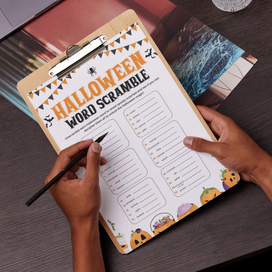 Halloween Word Scramble Game, Printable Halloween Party Activity, 8.5x11 PDF & JPEG, Fun for Kids, Instant Download, Spooky Word Puzzle