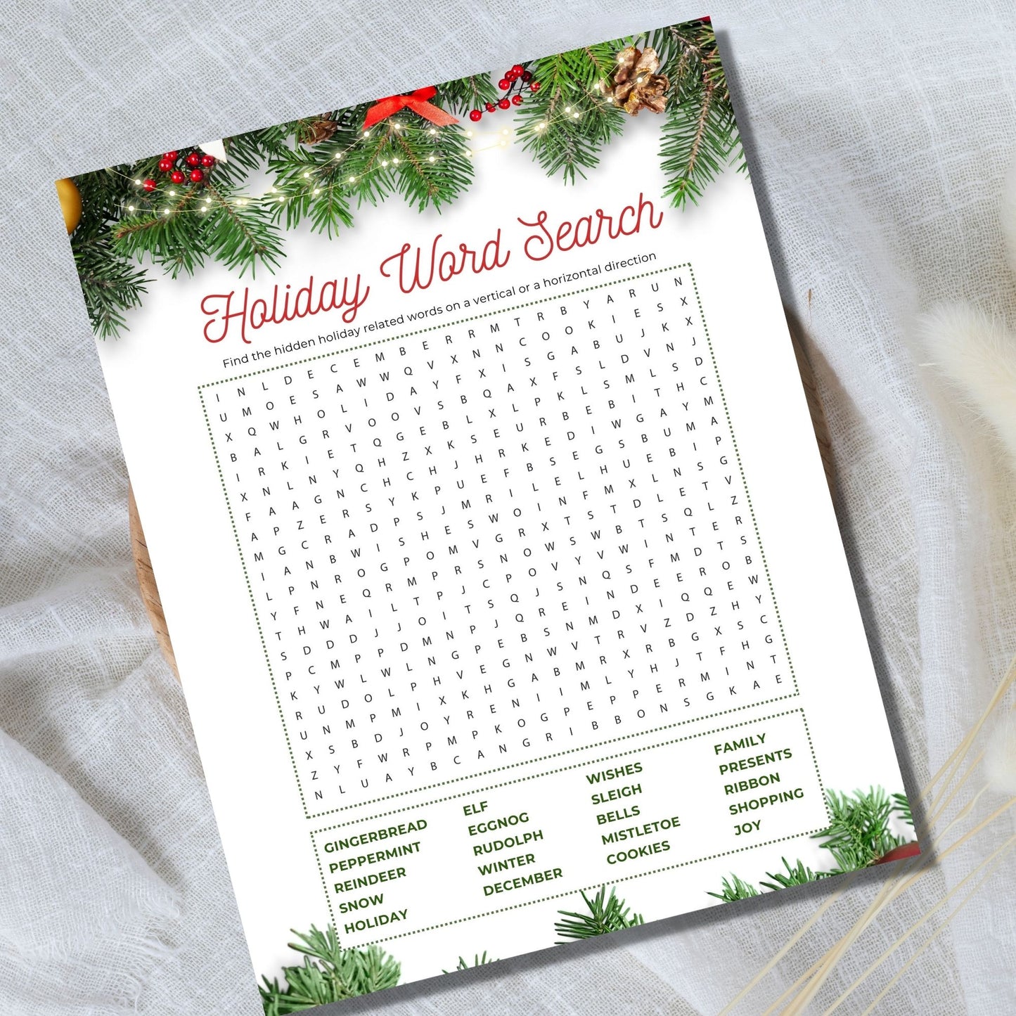Holiday Christmas Game - Word Search