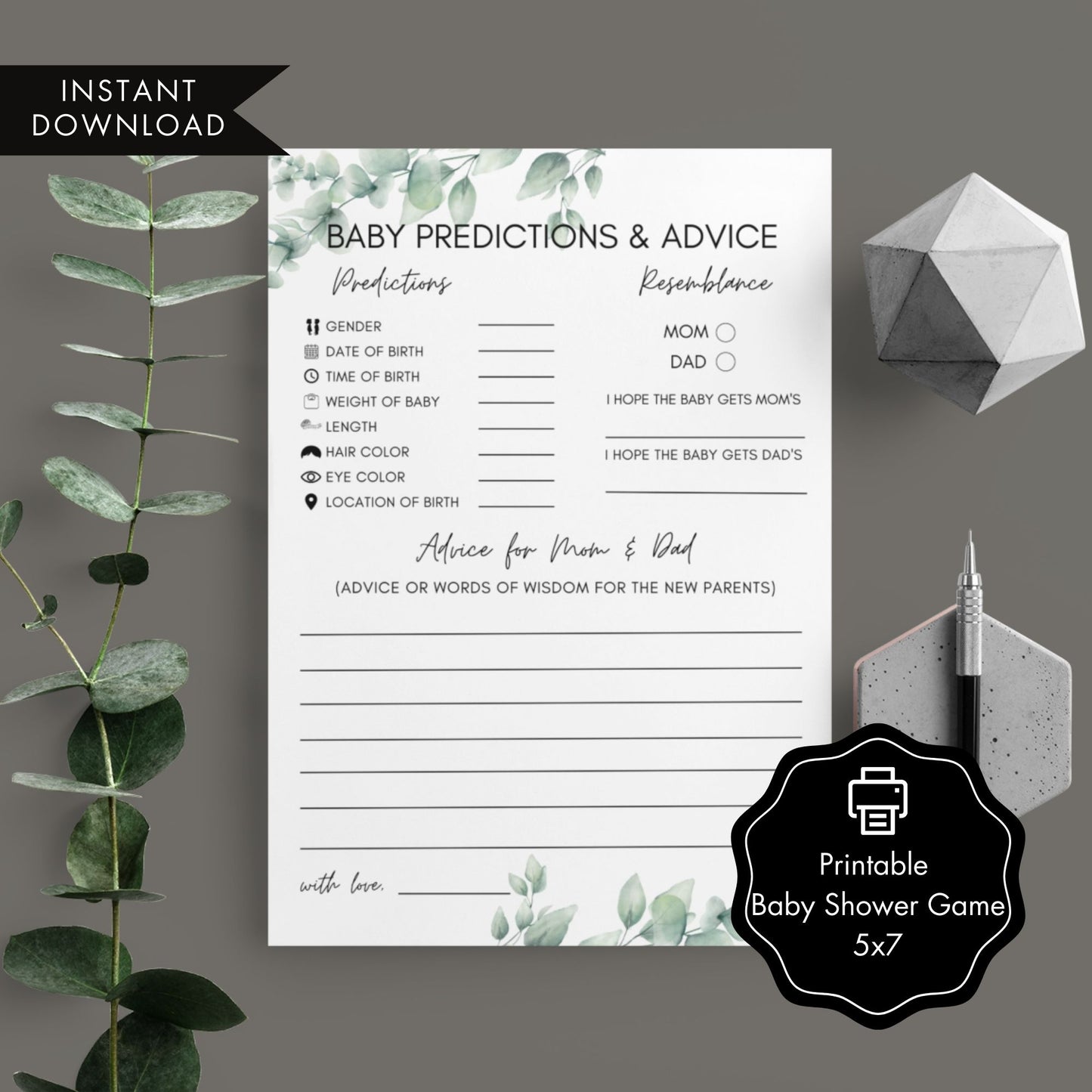 Baby Predictions and Advice Cards