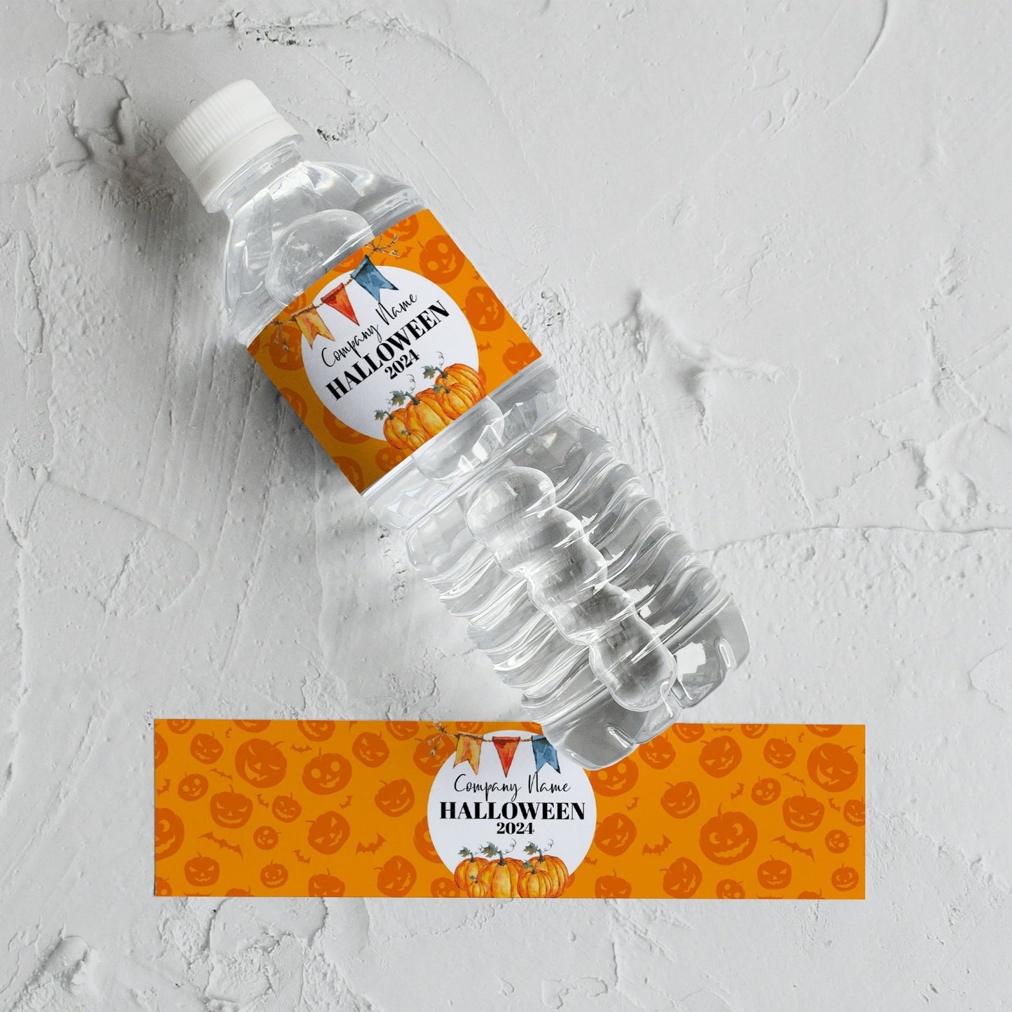 Halloween Water Bottle Labels, Custom Pumpkin Design Party Favor, Personalized Printable Orange Pumpkin Theme, Halloween Event Decor for Kids