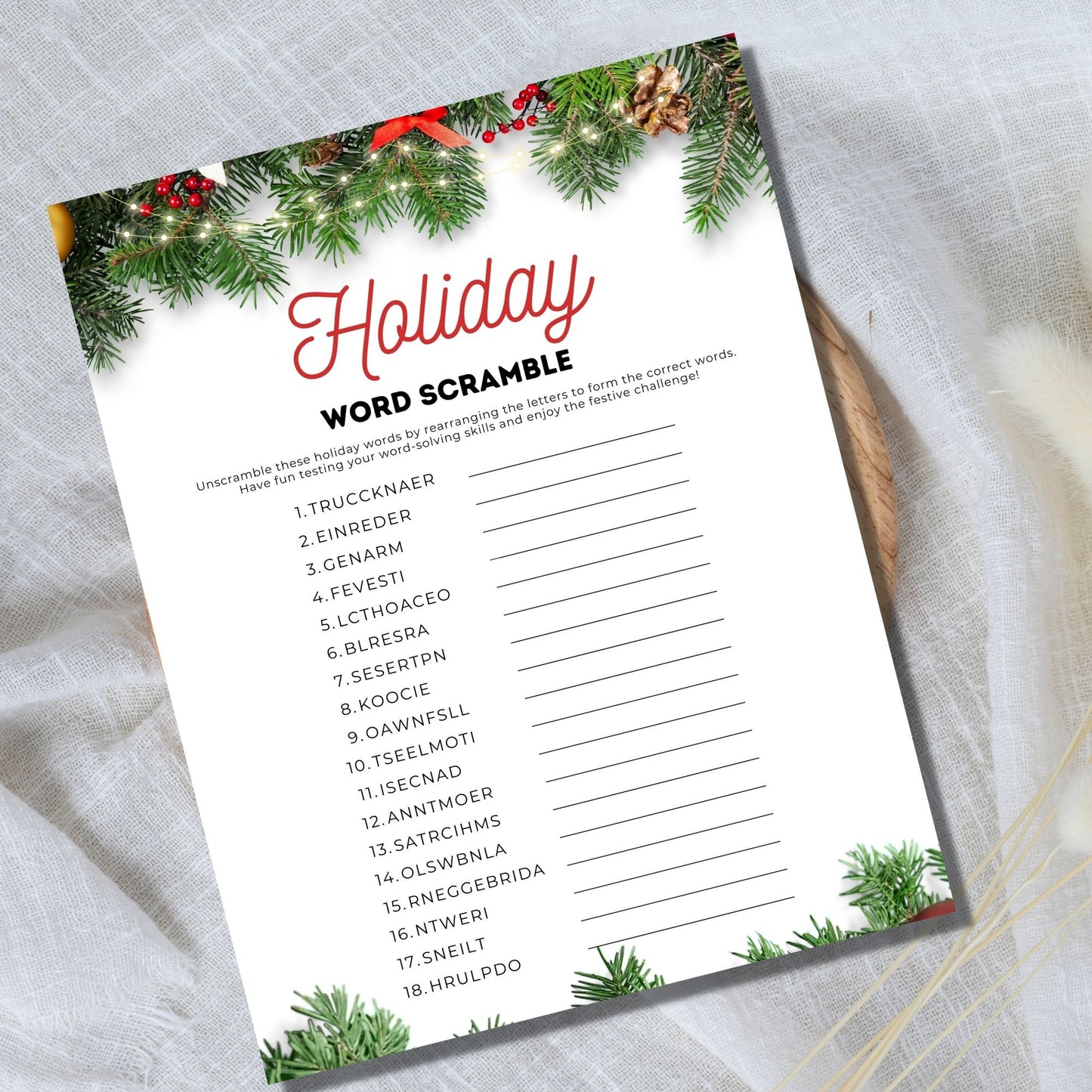 Holiday Christmas Game - Word Scramble