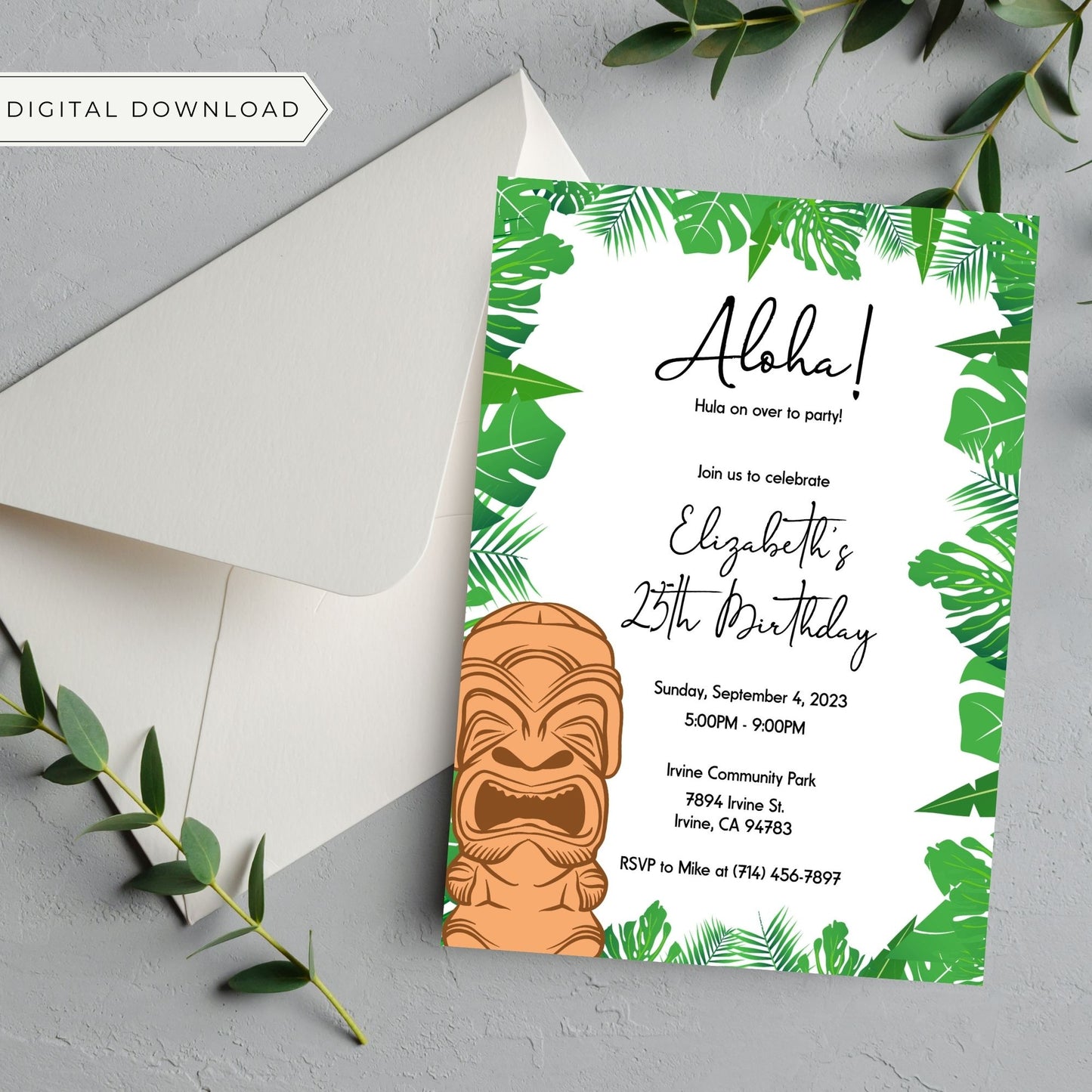 Hawaiian Birthday Invitation Template - Change to Any Age
