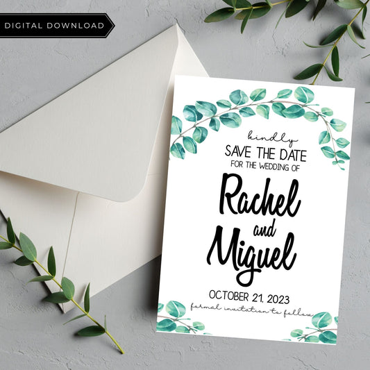 Greenery Save the Date Invitation Template