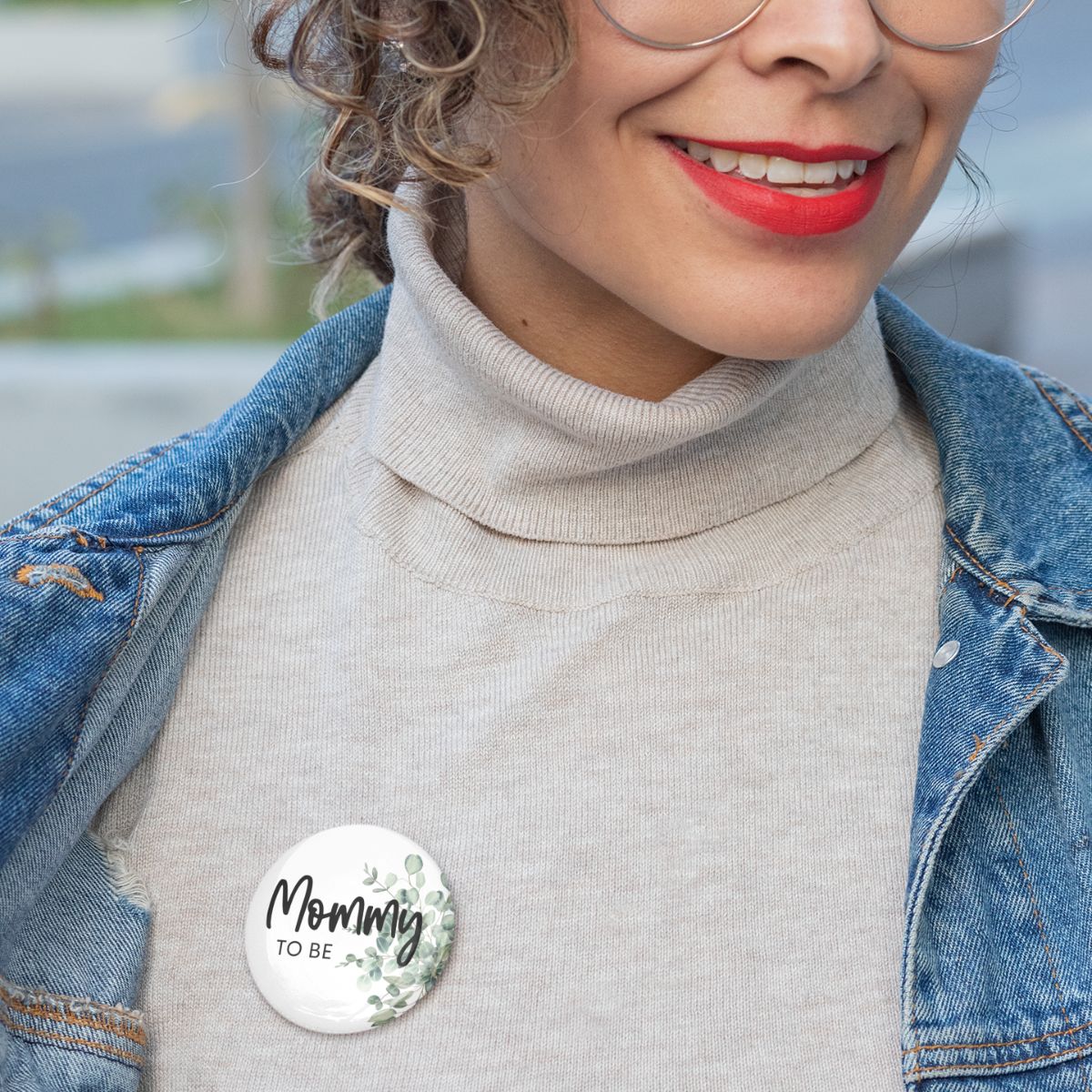 Baby Shower Pinback Buttons Greenery
