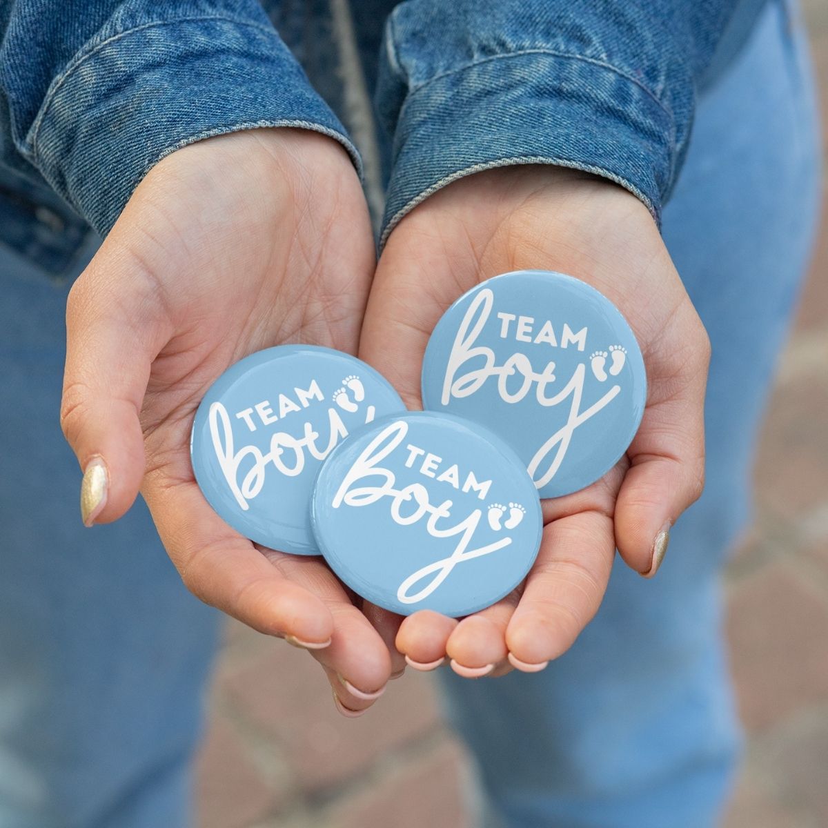 Team Boy & Team Girl Set Baby Shower Pin Back Buttons Set 2.25"