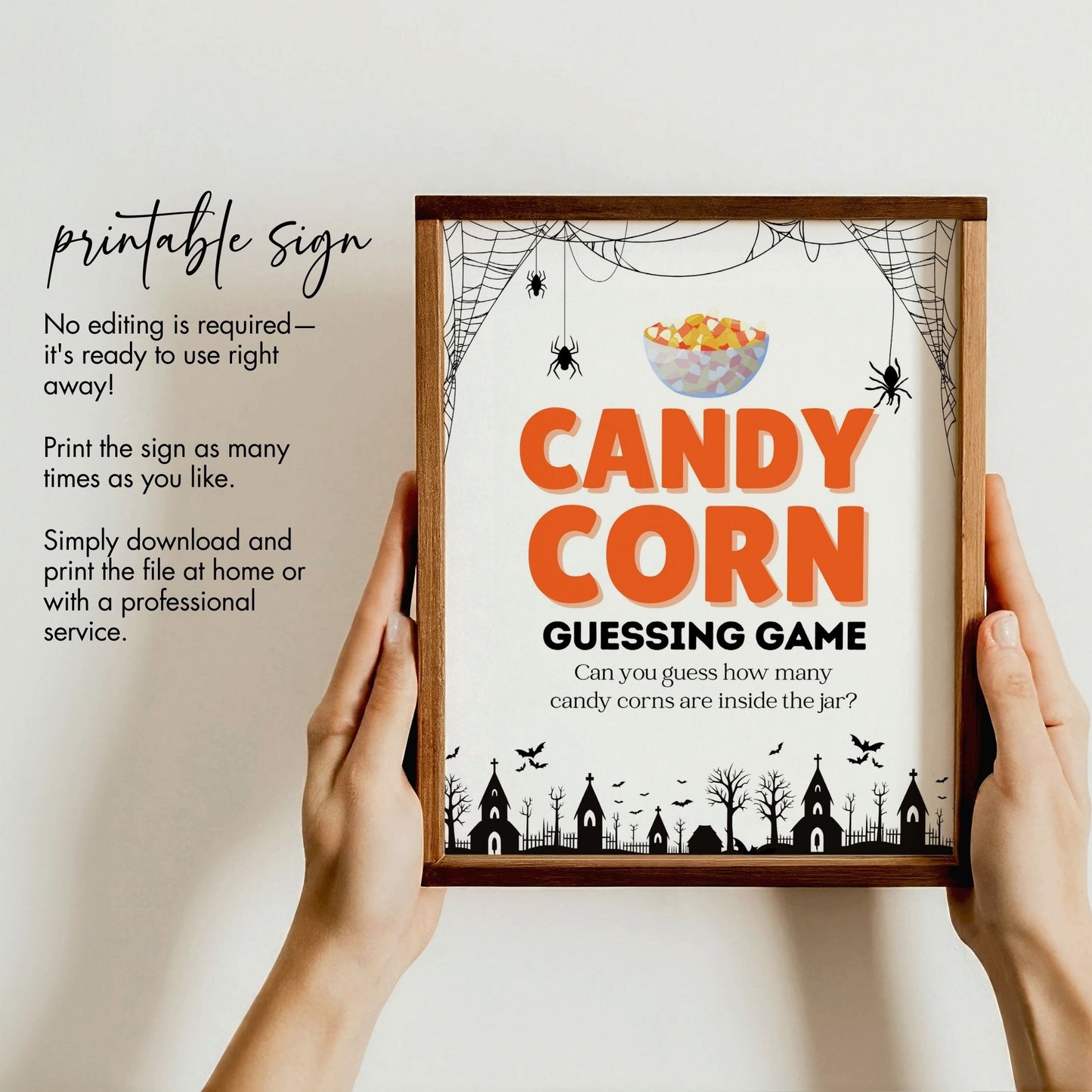 Candy Corn Guessing Game Sign β Halloween Party Game Printable β Fun & Spooky Guess How Many Candy Corns in Jar β Instant Download