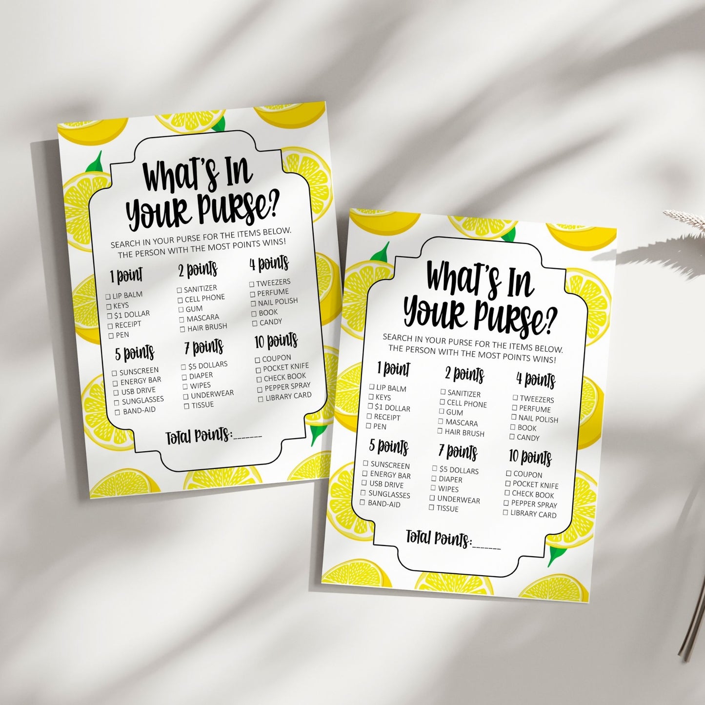 What's in Your Purse Bridal Shower Game | Lemon-Themed Main Squeeze Party Activity | Fun & Interactive Printable Game | Instant Download & Play