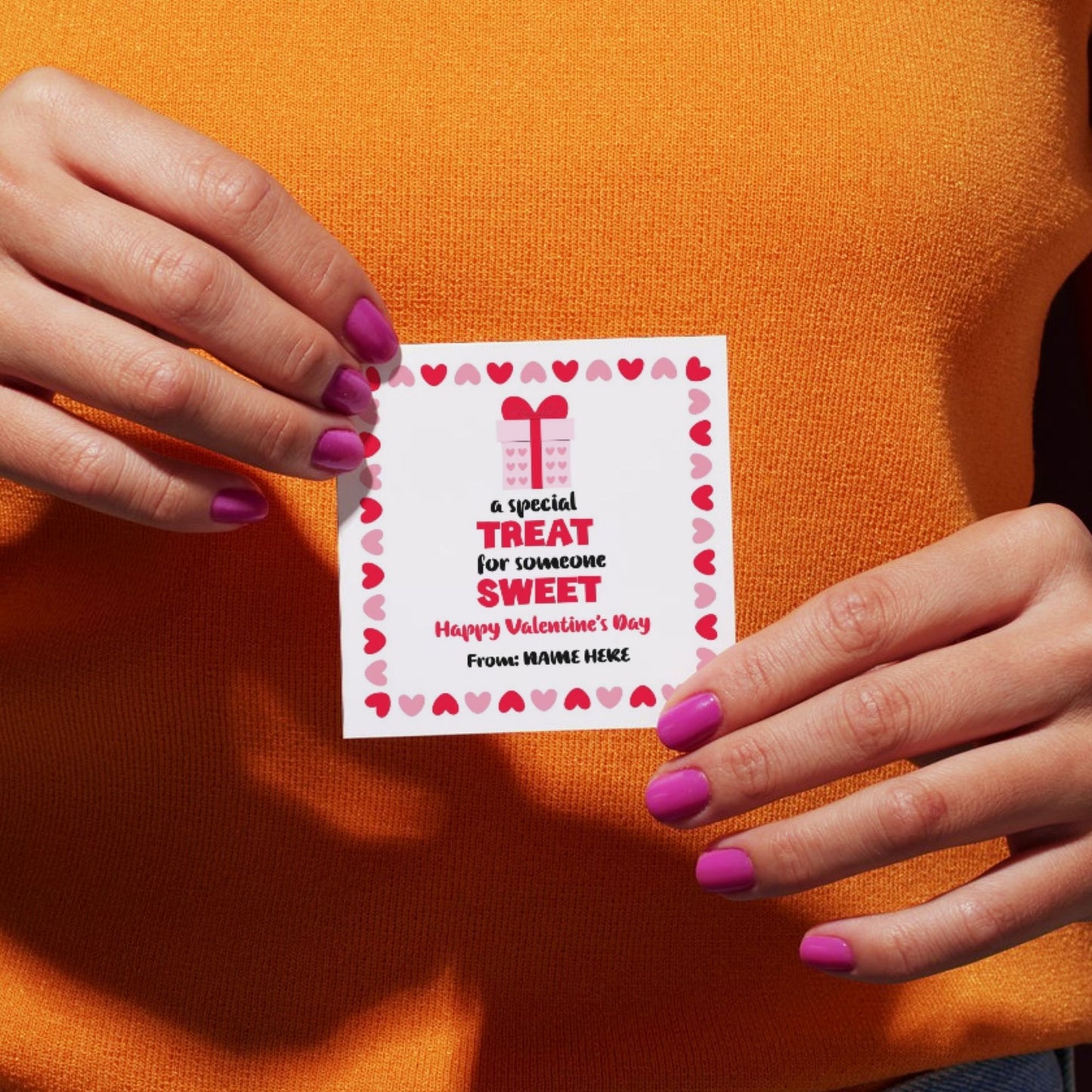Happy Valentine's Day Tag Template - 3x3 Editable Valentines Treat Tag for Kids, Sweet Treat Tags, Valentine Gift Tag for Classmates