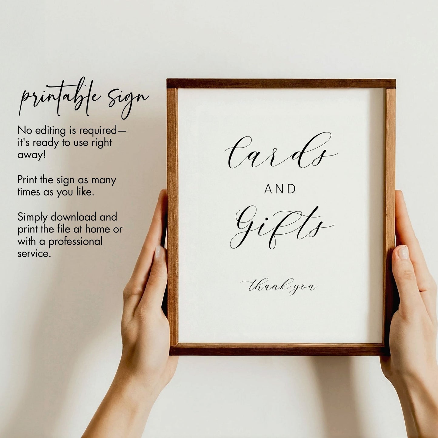 Elegant Cards and Gifts Sign | Minimalist Wedding or Event Printable | 8x10 Instant Download | Perfect for Bridal Showers and Celebrations