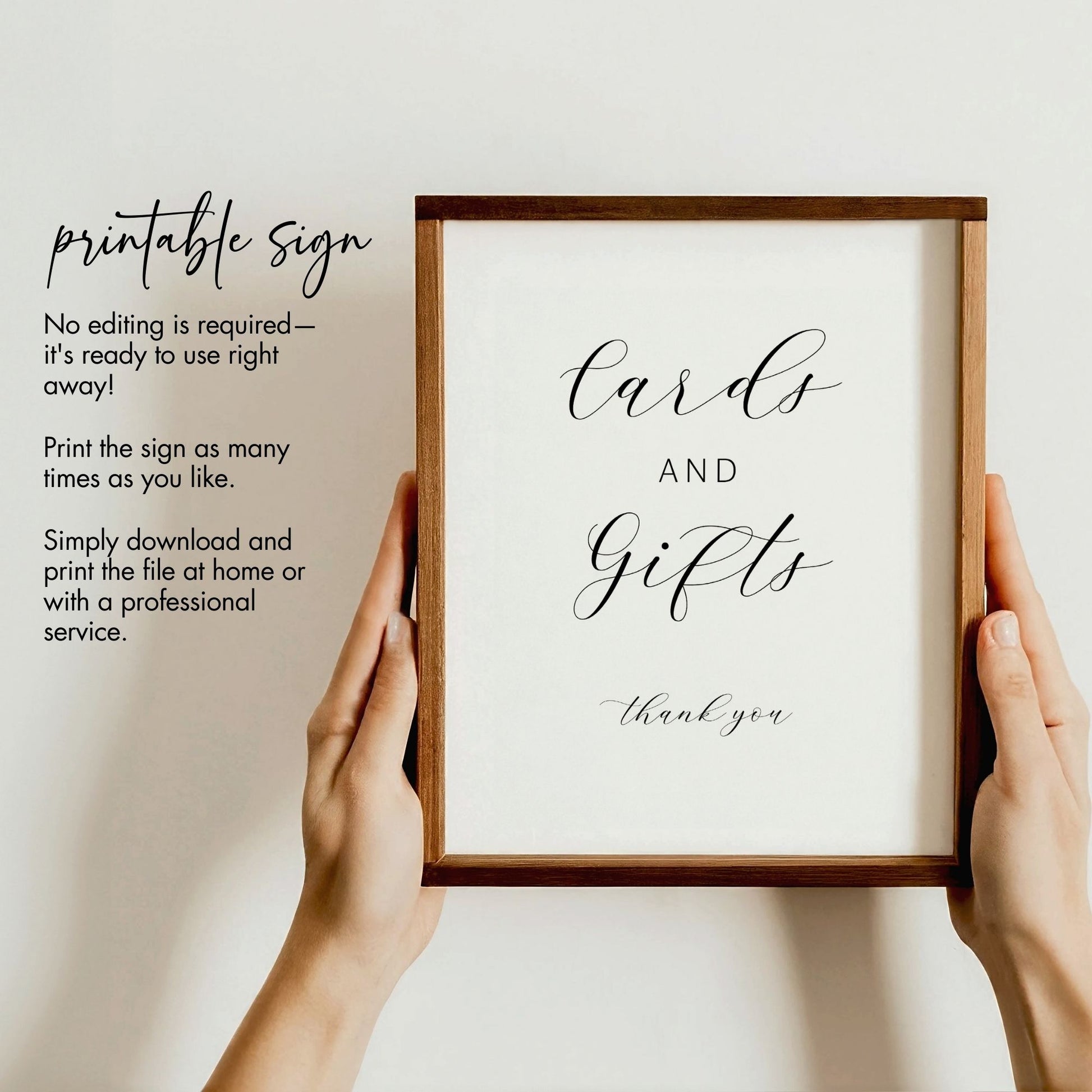Elegant Cards and Gifts Sign | Minimalist Wedding or Event Printable | 8x10 Instant Download | Perfect for Bridal Showers and Celebrations