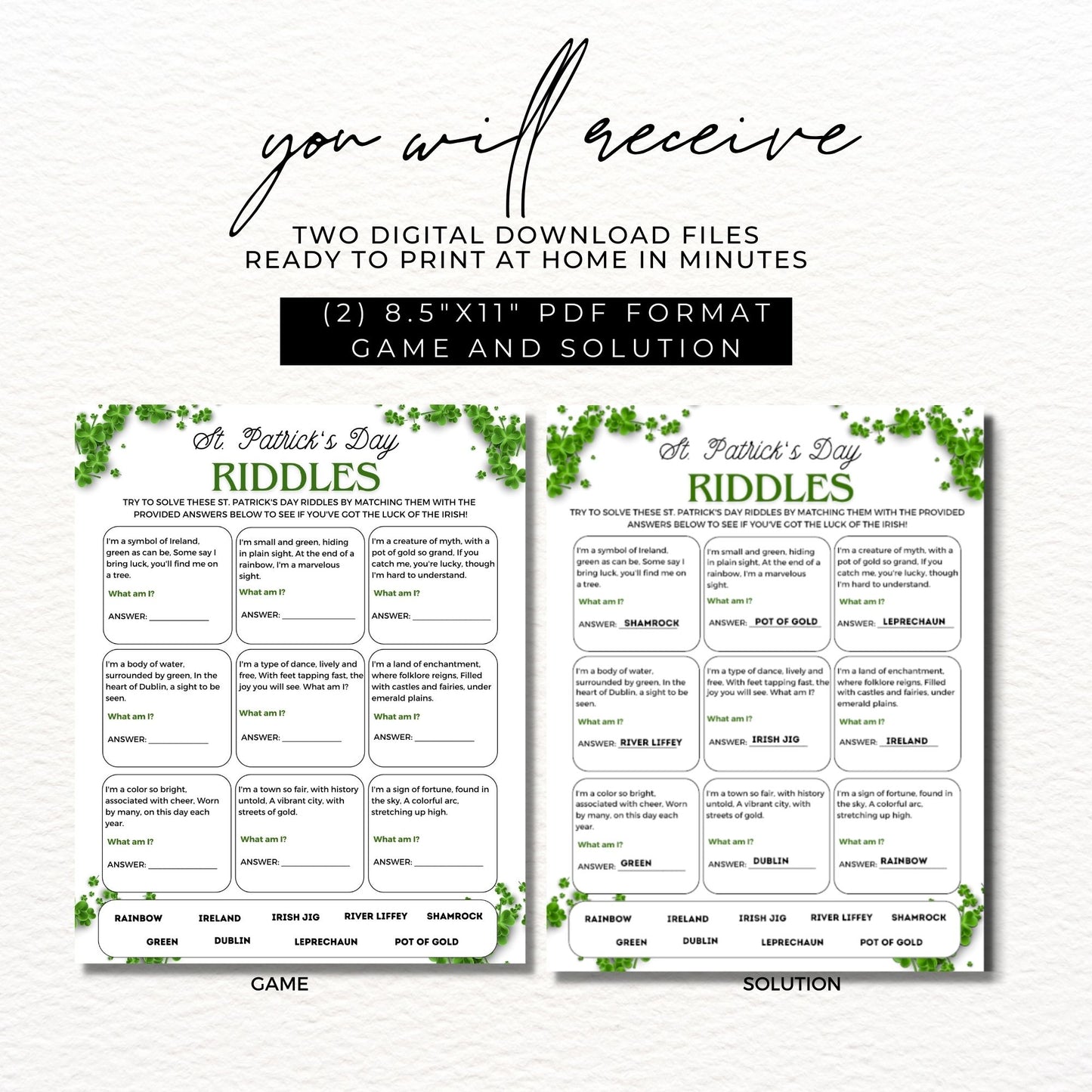 St. Patrick's Day Riddles Game