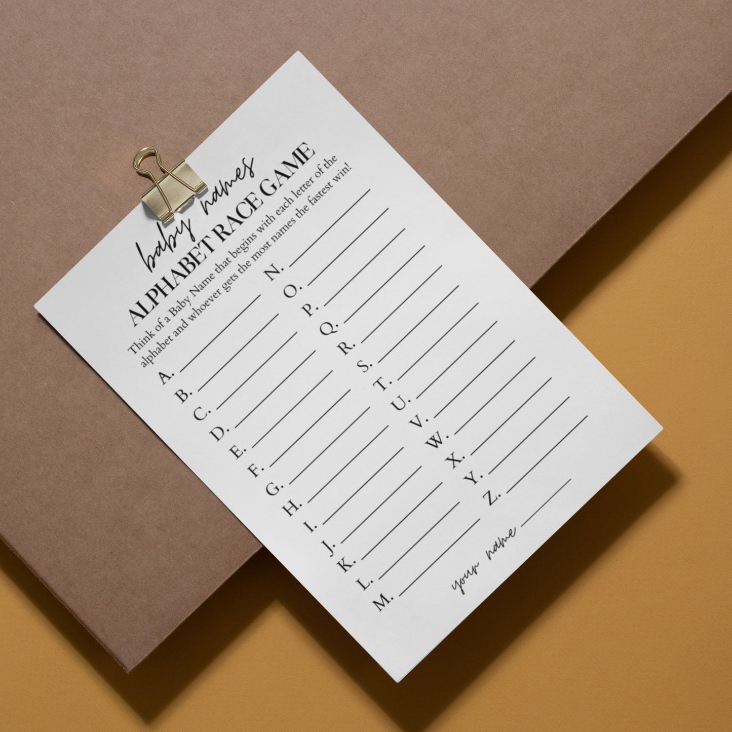 Minimalist Baby Shower Game - Printable